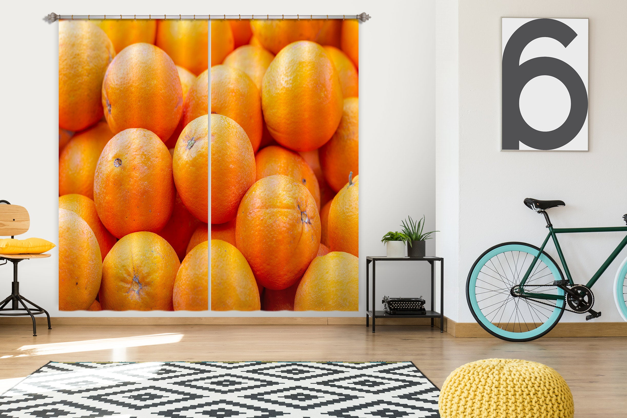 3D Fresh Fruit Orange 6554 Assaf Frank Curtain Curtains Drapes