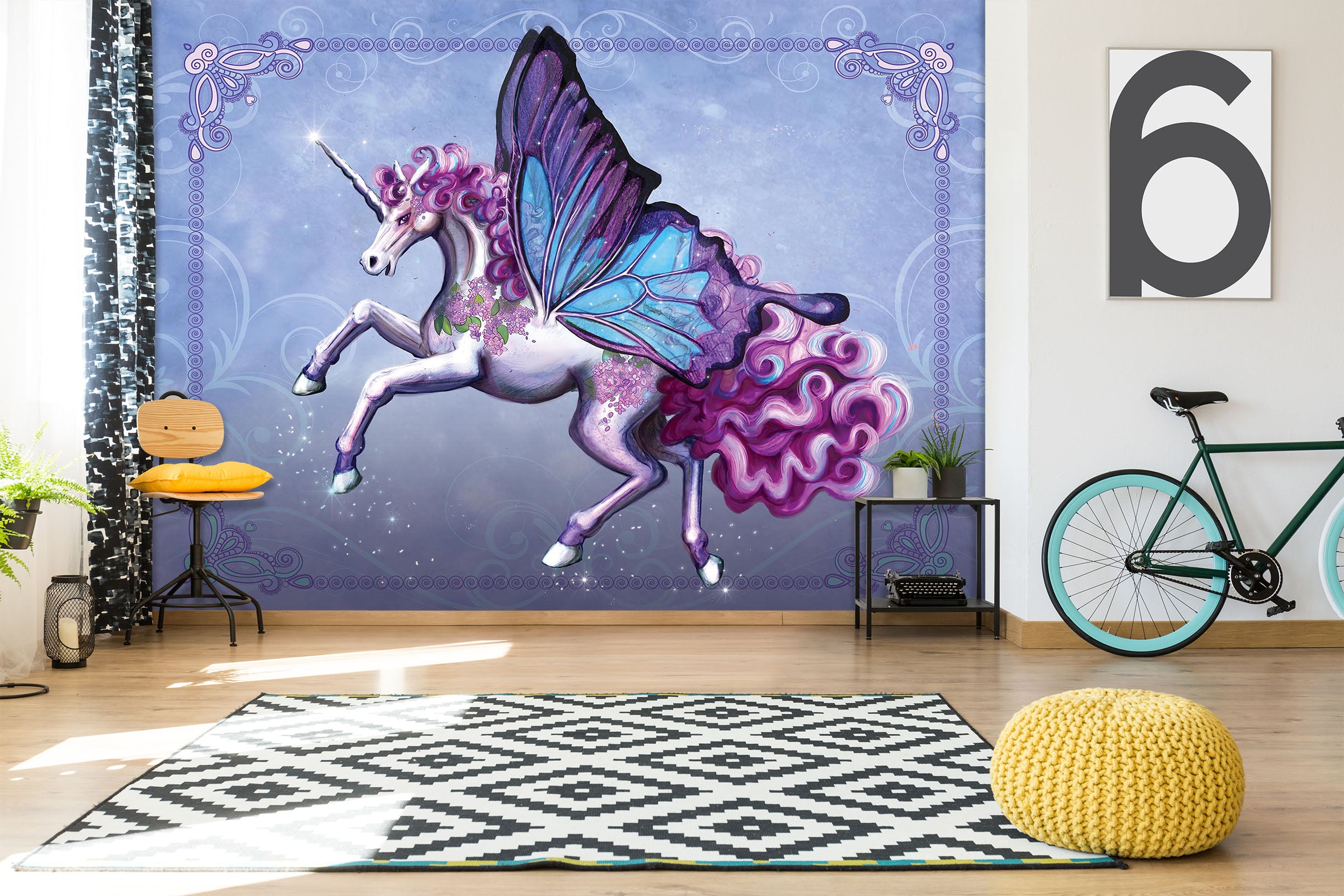 3D Wing Horse 1403 Rose Catherine Khan Wall Mural Wall Murals