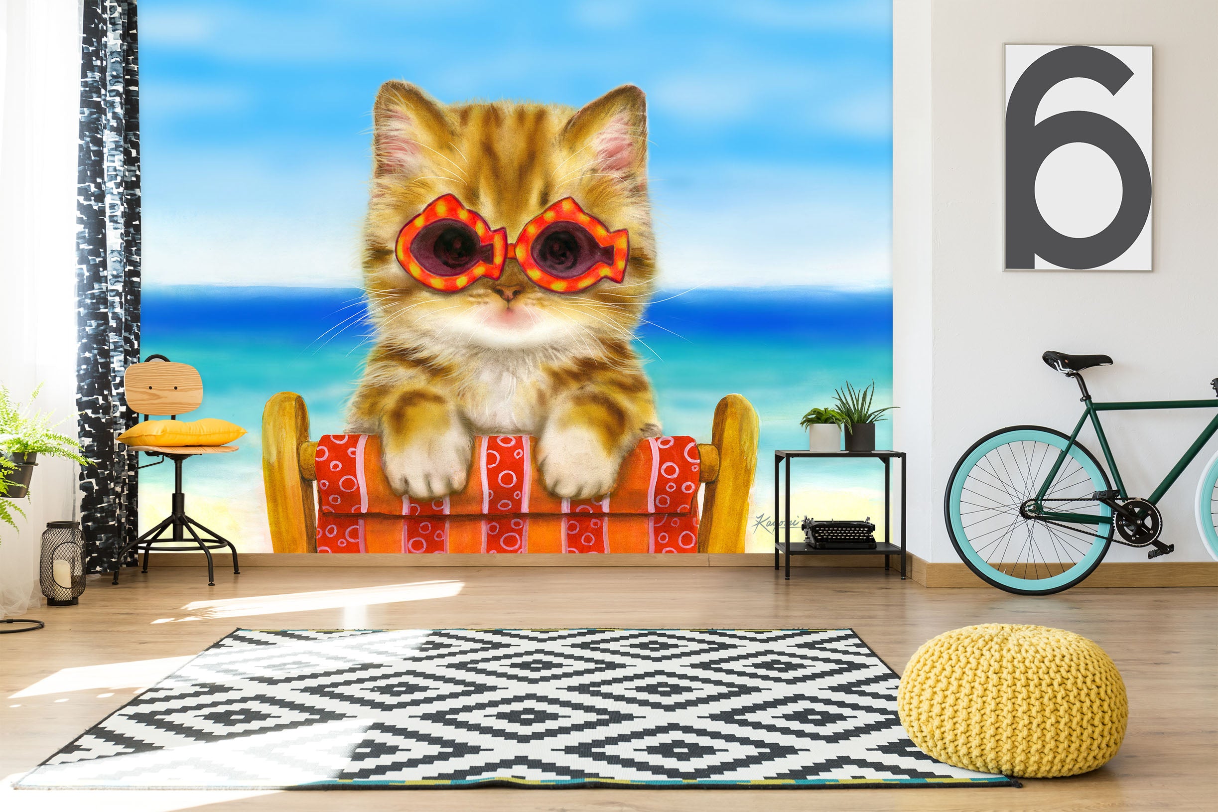 3D Glasses Cat 5436 Kayomi Harai Wall Mural Wall Murals
