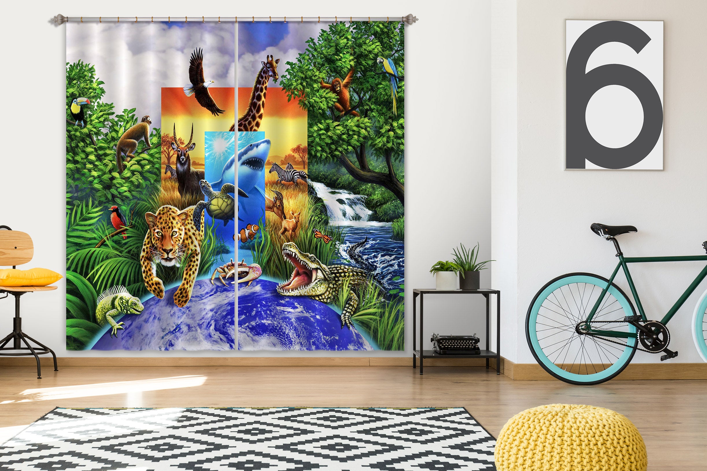 3D Wild World 86104 Jerry LoFaro Curtain Curtains Drapes