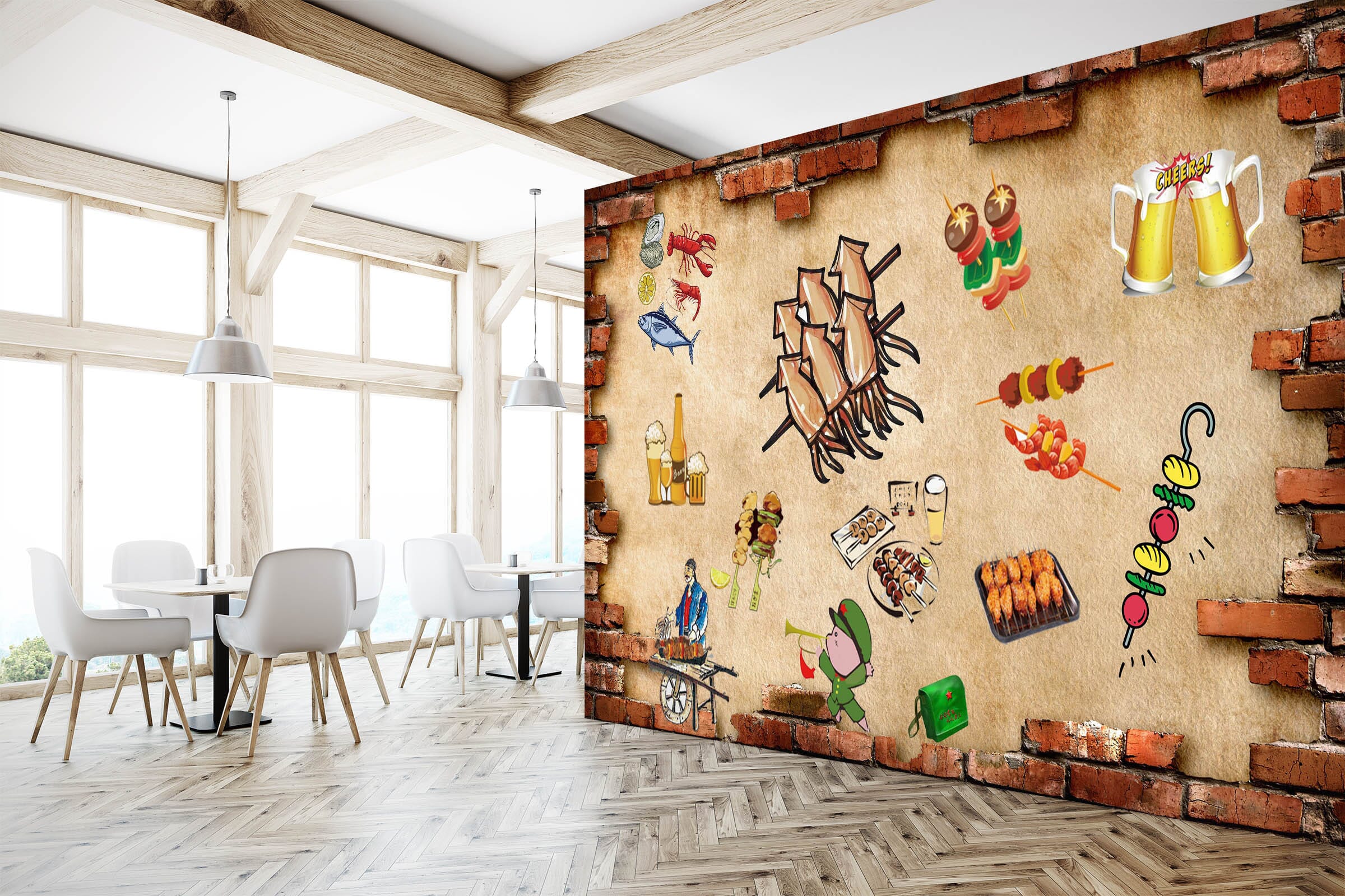3D Barbecue Beer 3029 Wall Murals Wallpaper AJ Wallpaper 2 