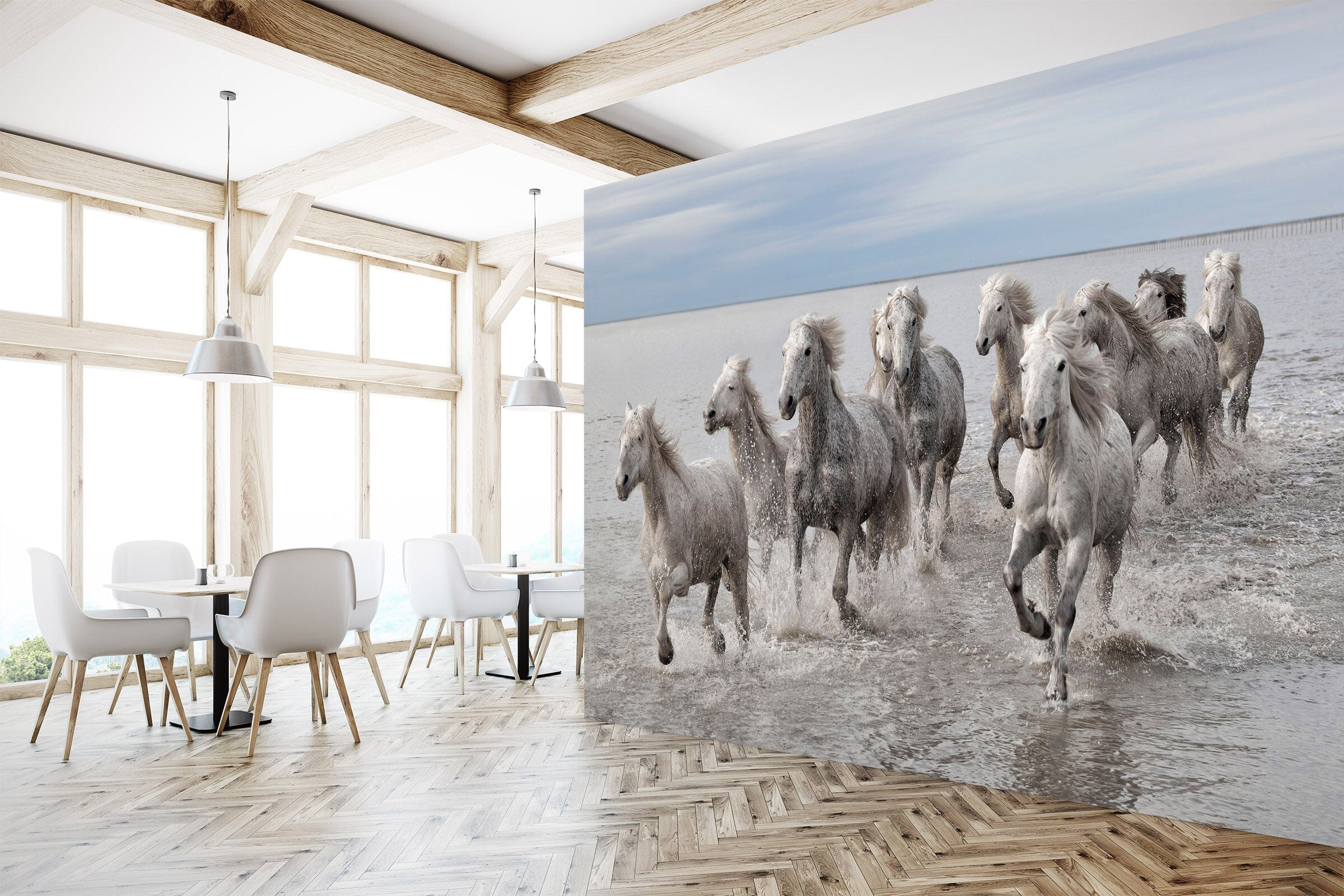 3D White Horse Gallop 1426 Marco Carmassi Wall Mural Wall Murals Wallpaper AJ Wallpaper 2 