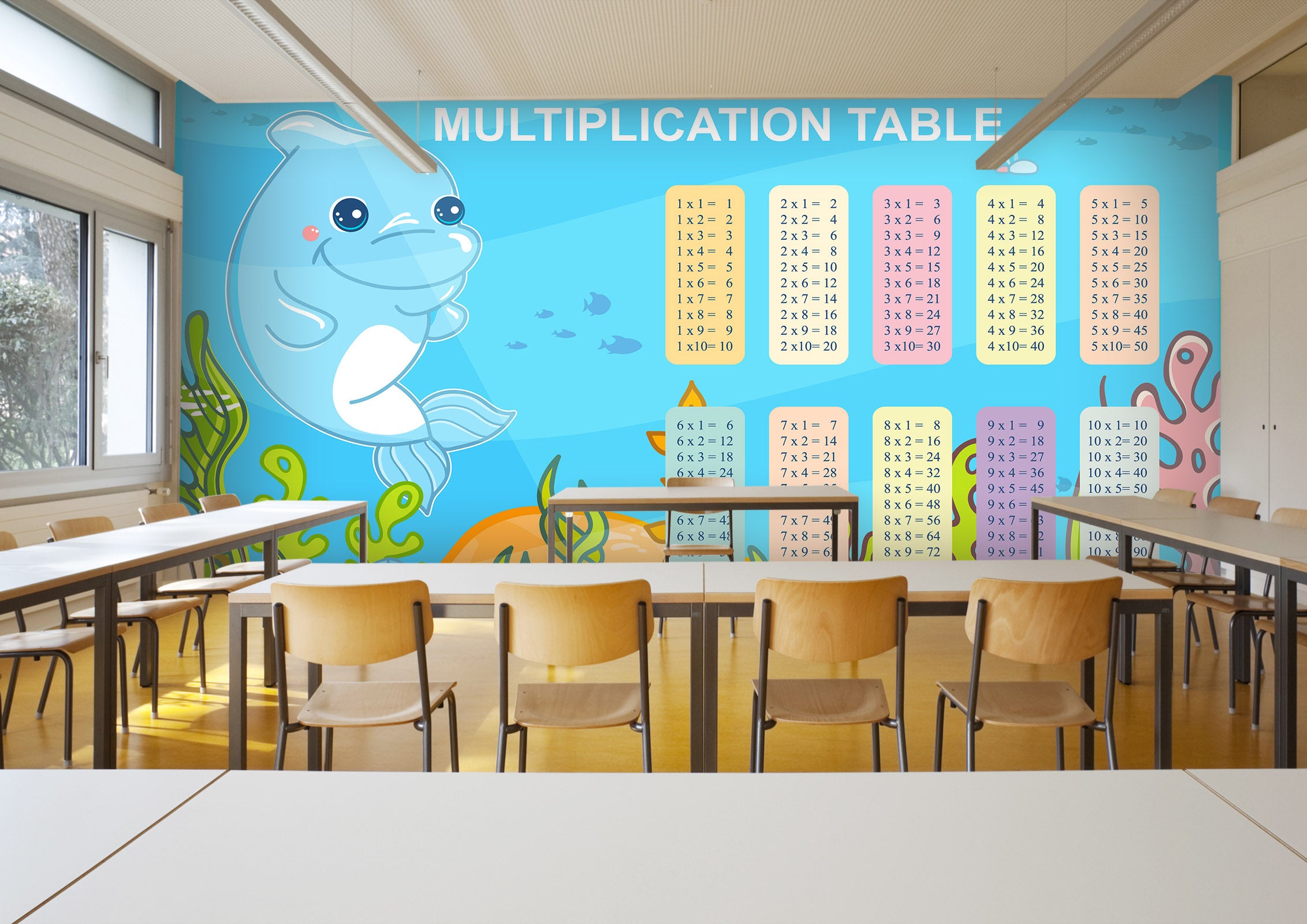3D Dolphin Number 190 Wall Murals
