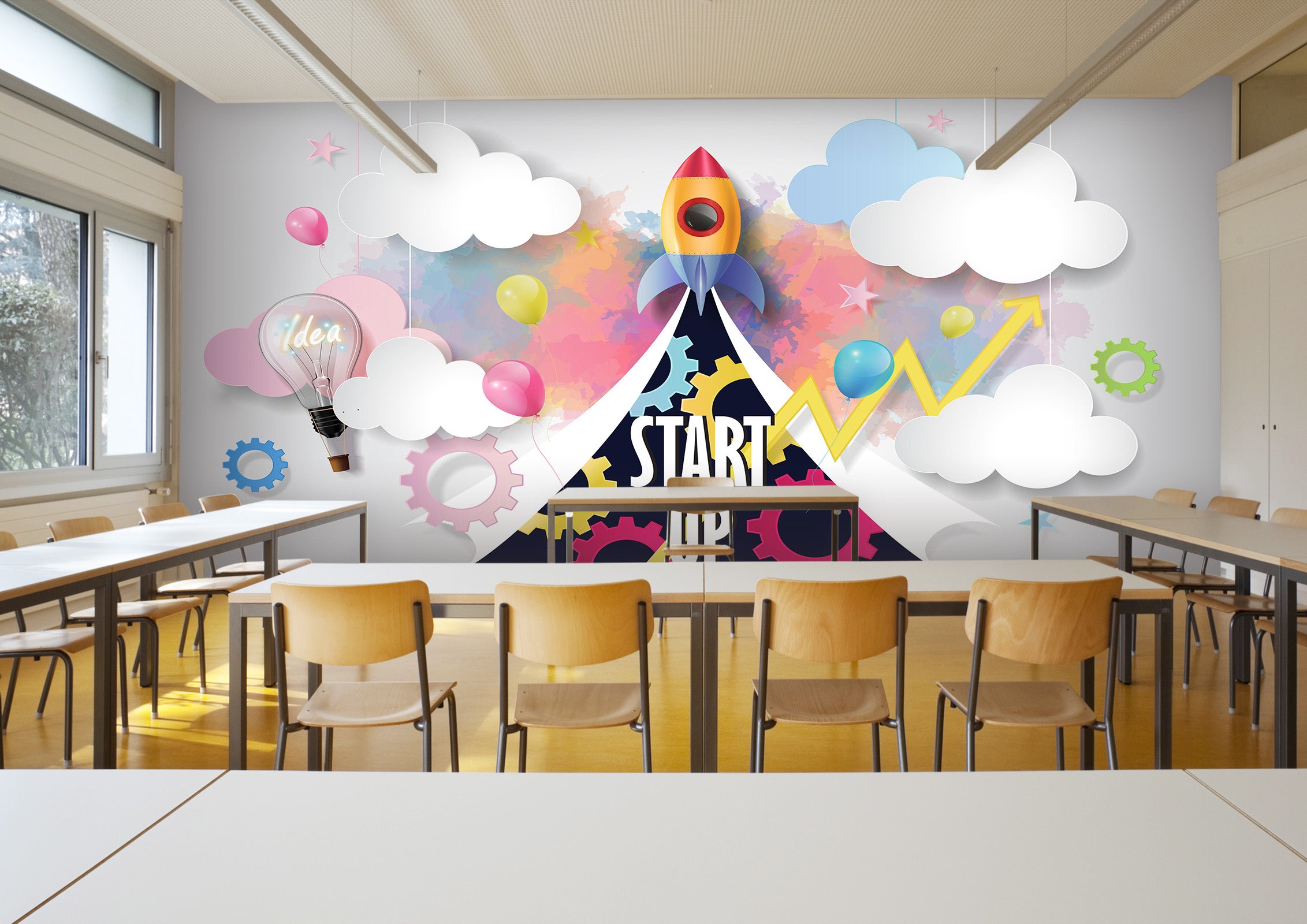 3D Cartoon Rocket 166 Wall Murals