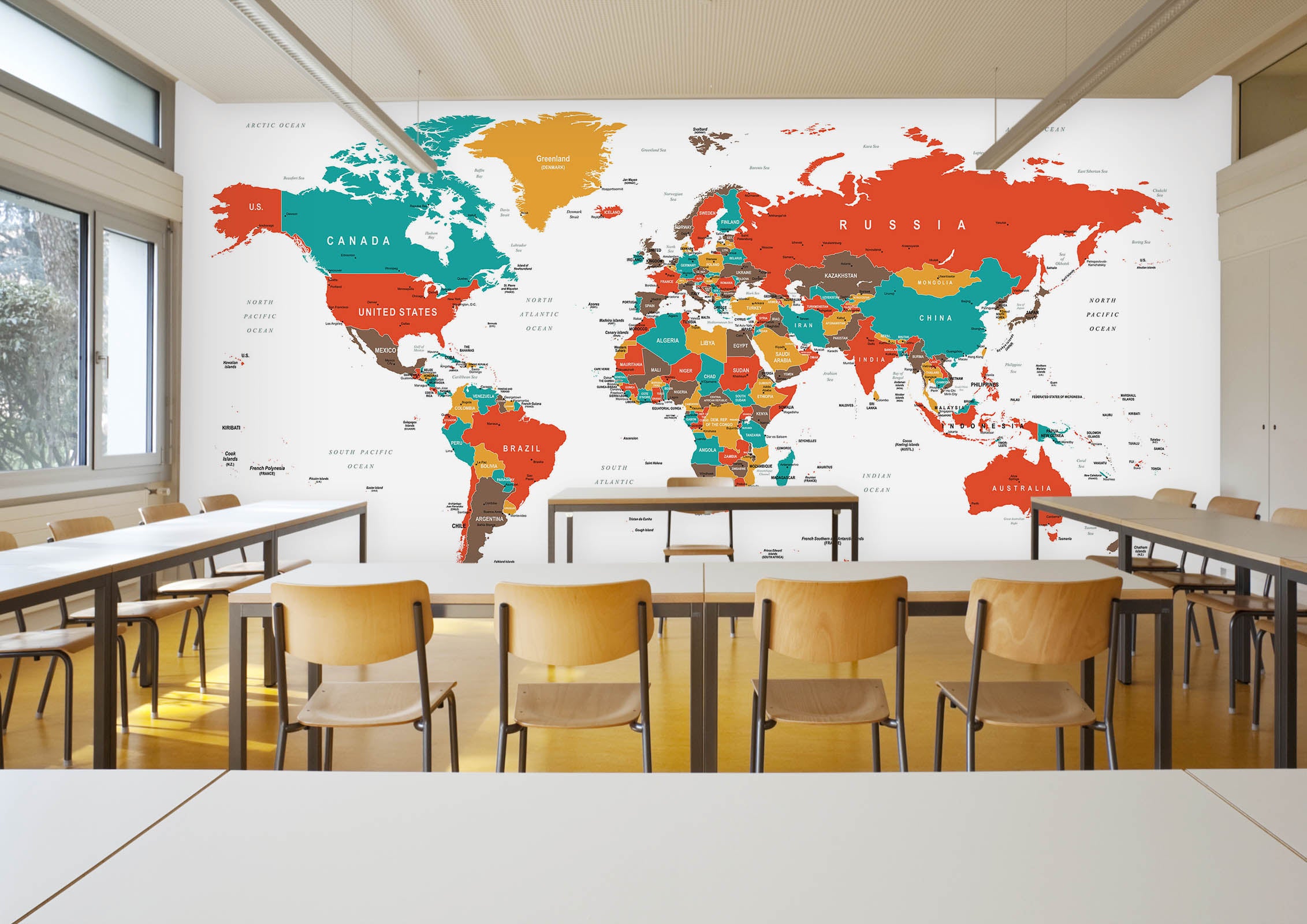 3D Vibrant Colors 2062 World Map Wall Murals