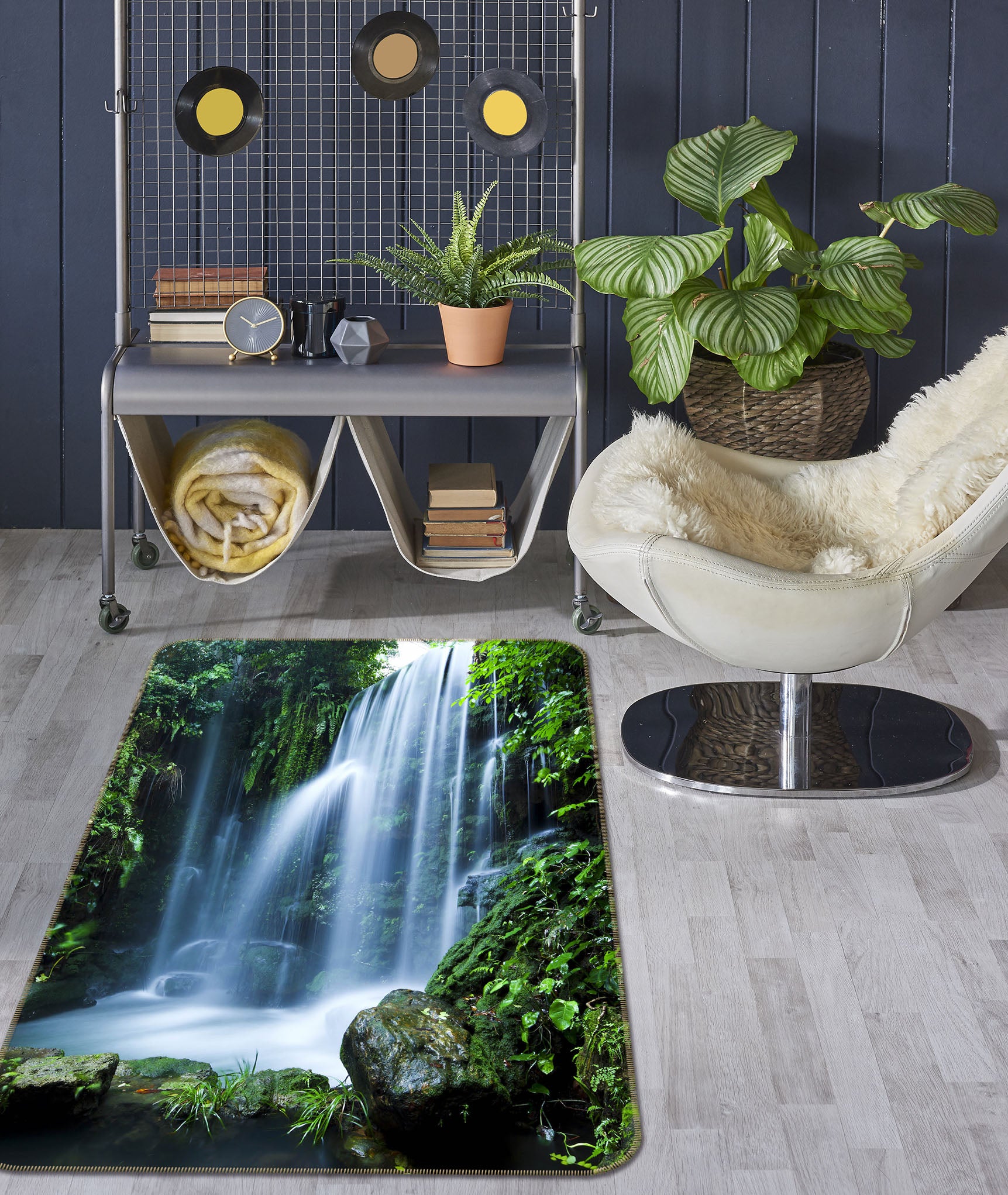 3D Jungle Waterfall 26125 Non Slip Rug Mat