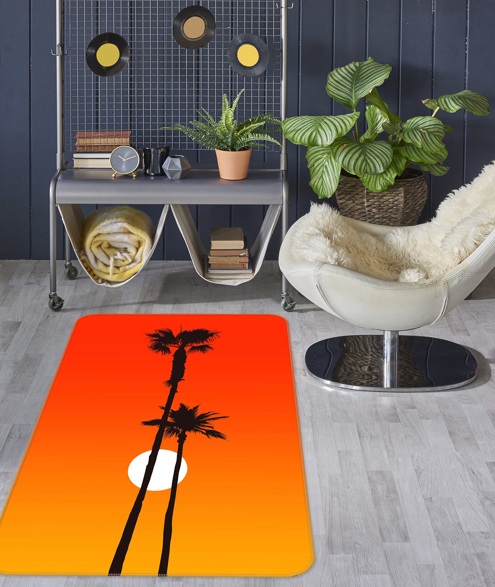 3D Coconut Tree Sunset 1095 Boris Draschoff Rug Non Slip Rug Mat