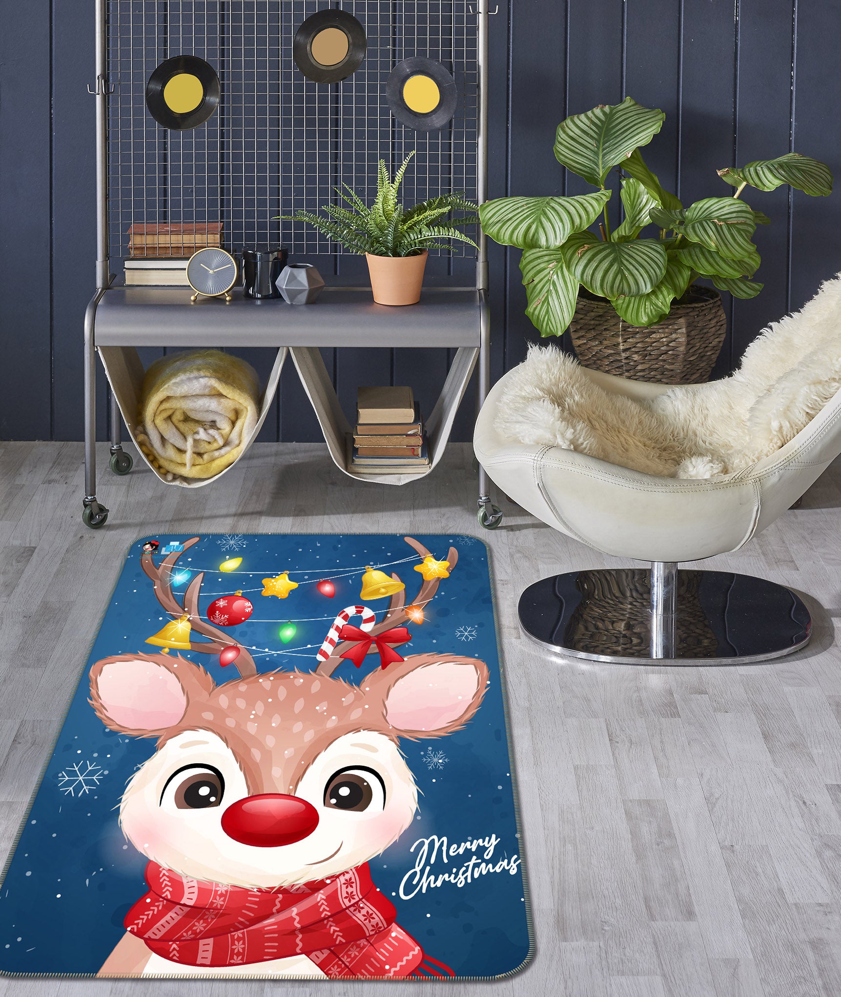 3D Deer 55120 Christmas Non Slip Rug Mat Xmas
