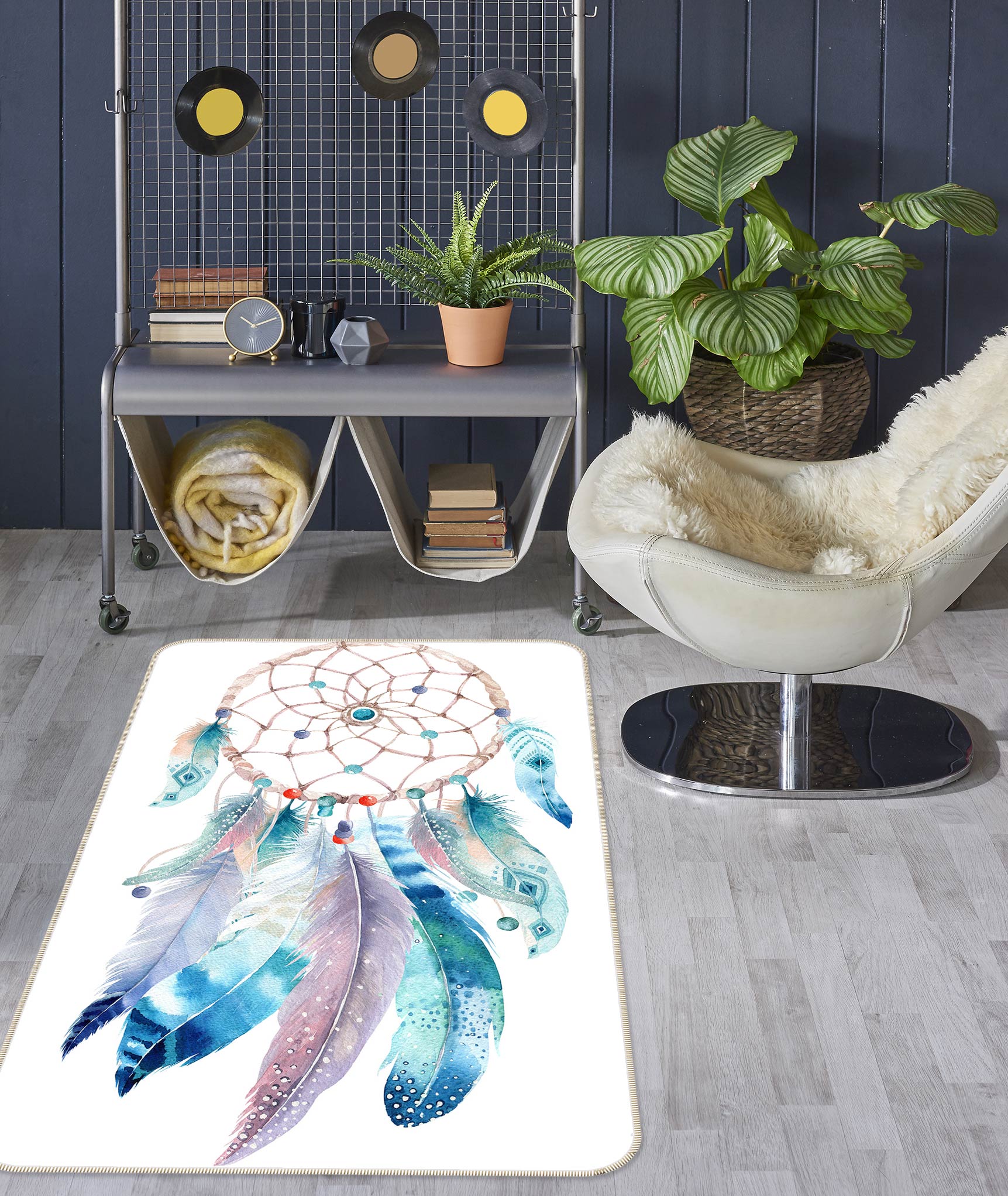 3D Feather Dream Catcher 37126 Non Slip Rug Mat