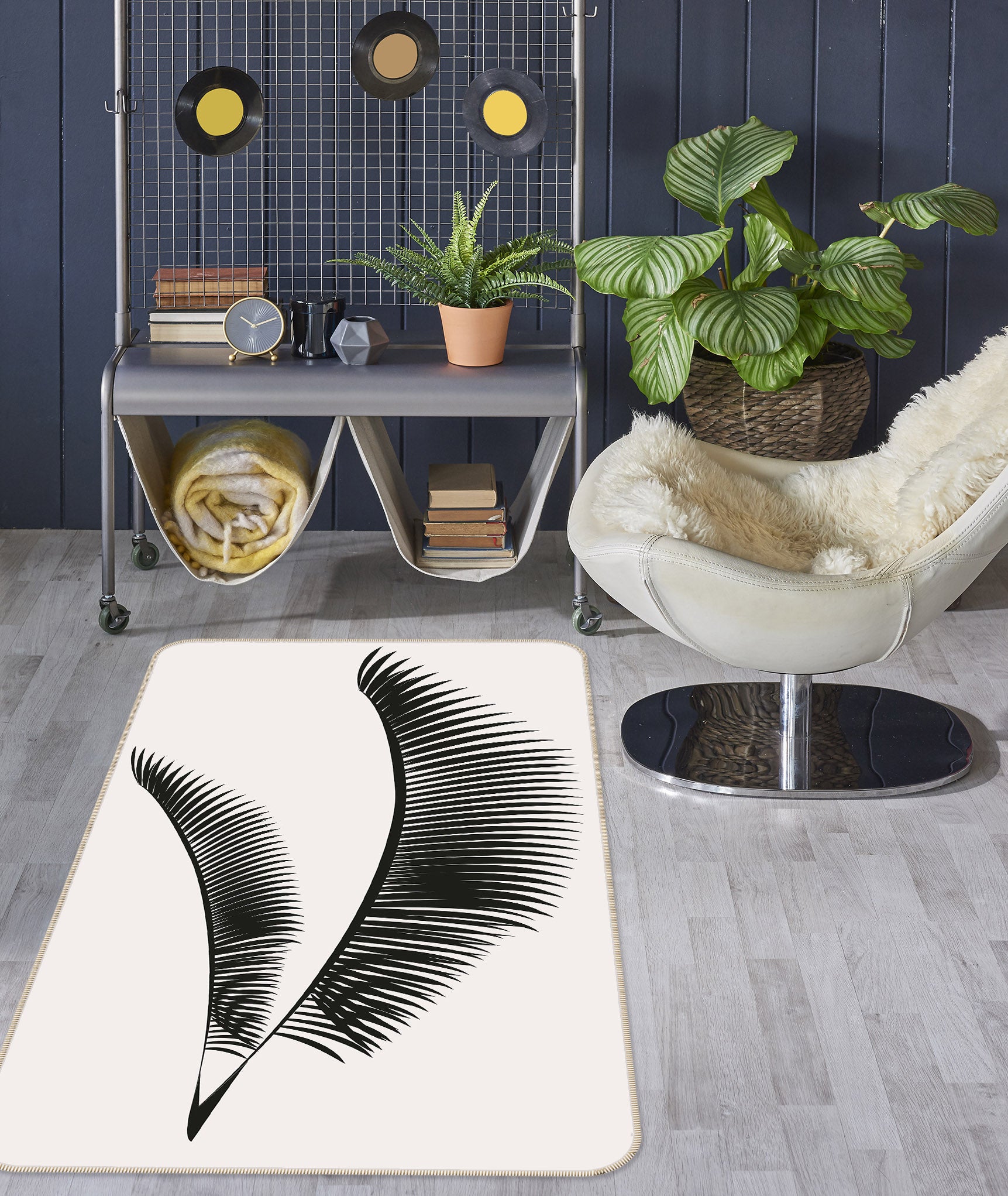 3D Black Leaf Pattern 1047 Boris Draschoff Rug Non Slip Rug Mat