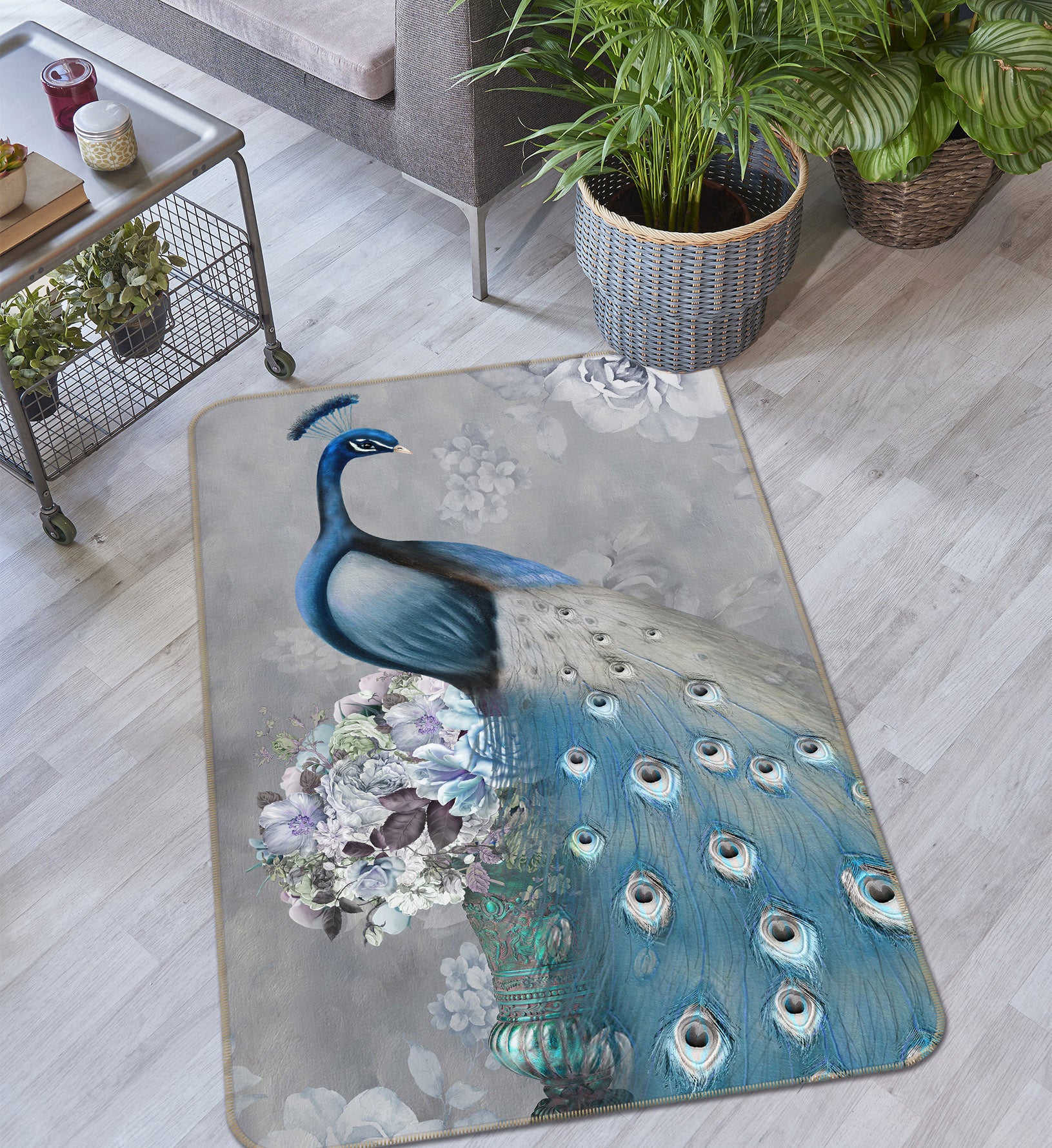 3D Peacock 34097 Non Slip Rug Mat