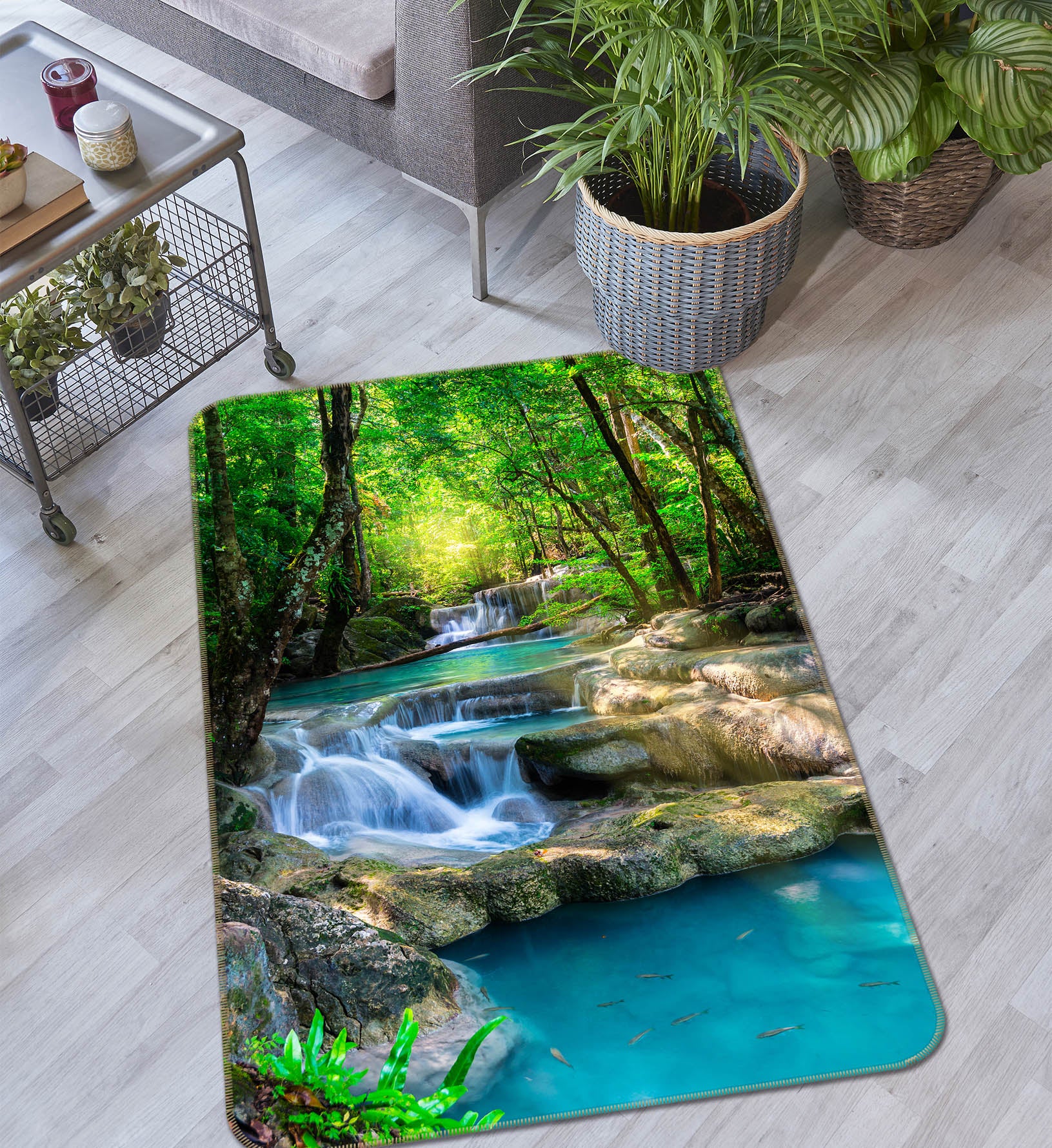 3D Forest Stream 26011 Non Slip Rug Mat