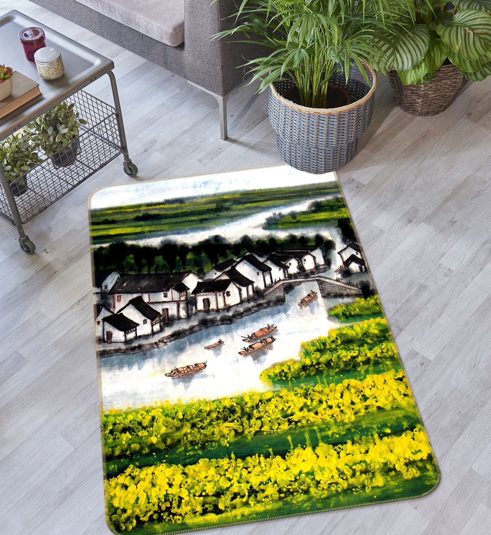 3D House Flowers 76184 Non Slip Rug Mat