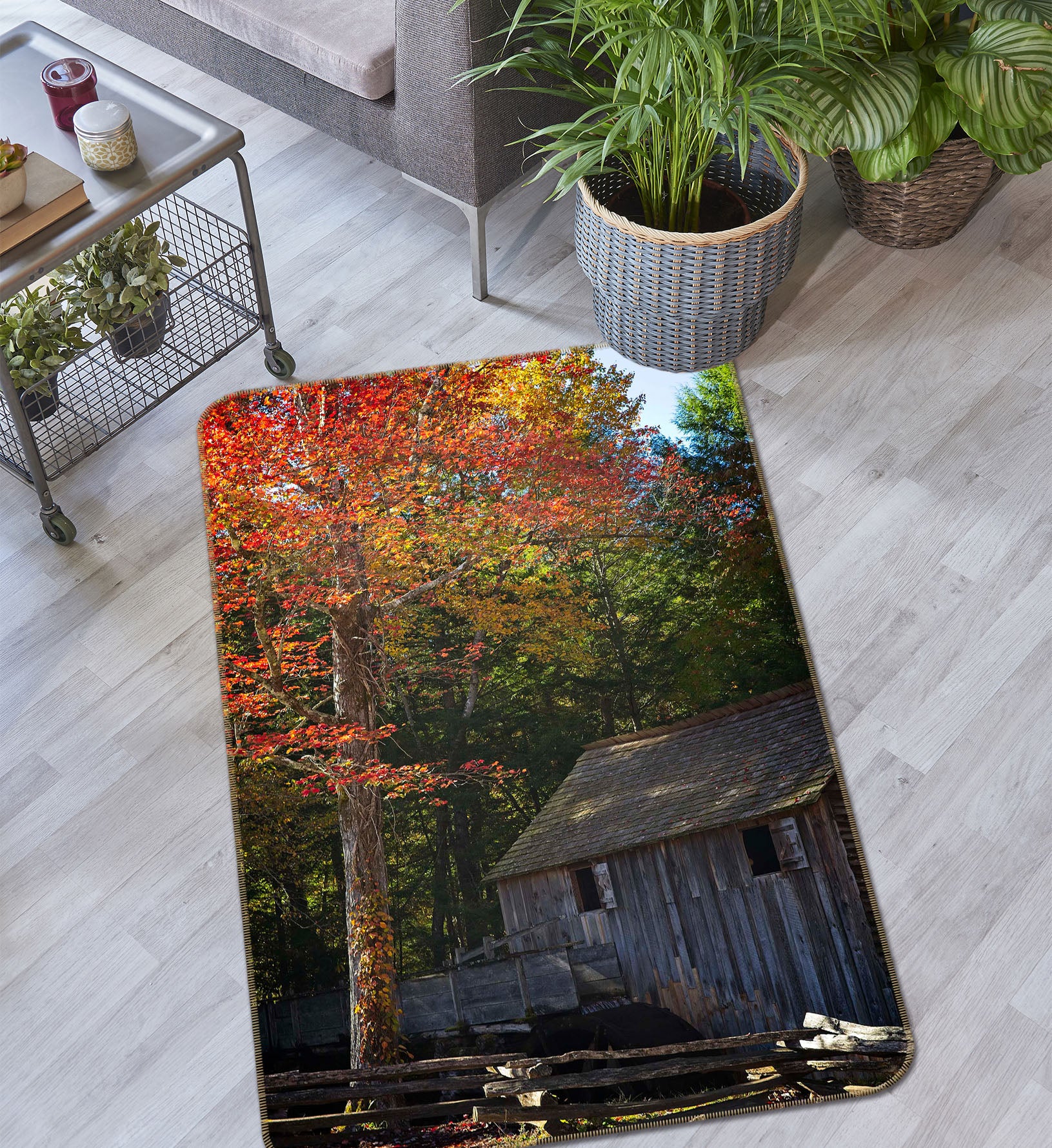 3D Trees Cabiny 84087 Kathy Barefield Rug Non Slip Rug Mat