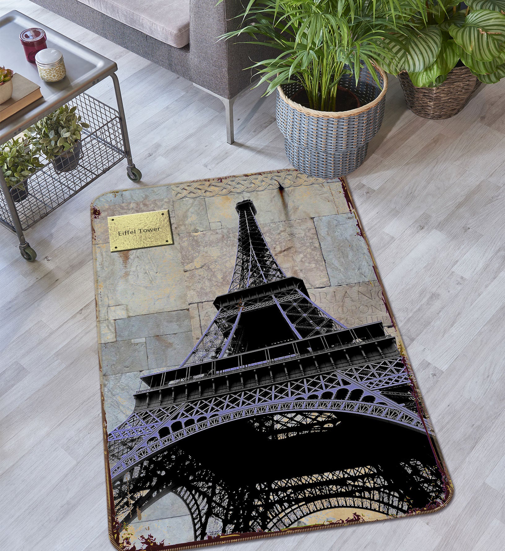 3D Eiffel Tower Building 32148 Non Slip Rug Mat