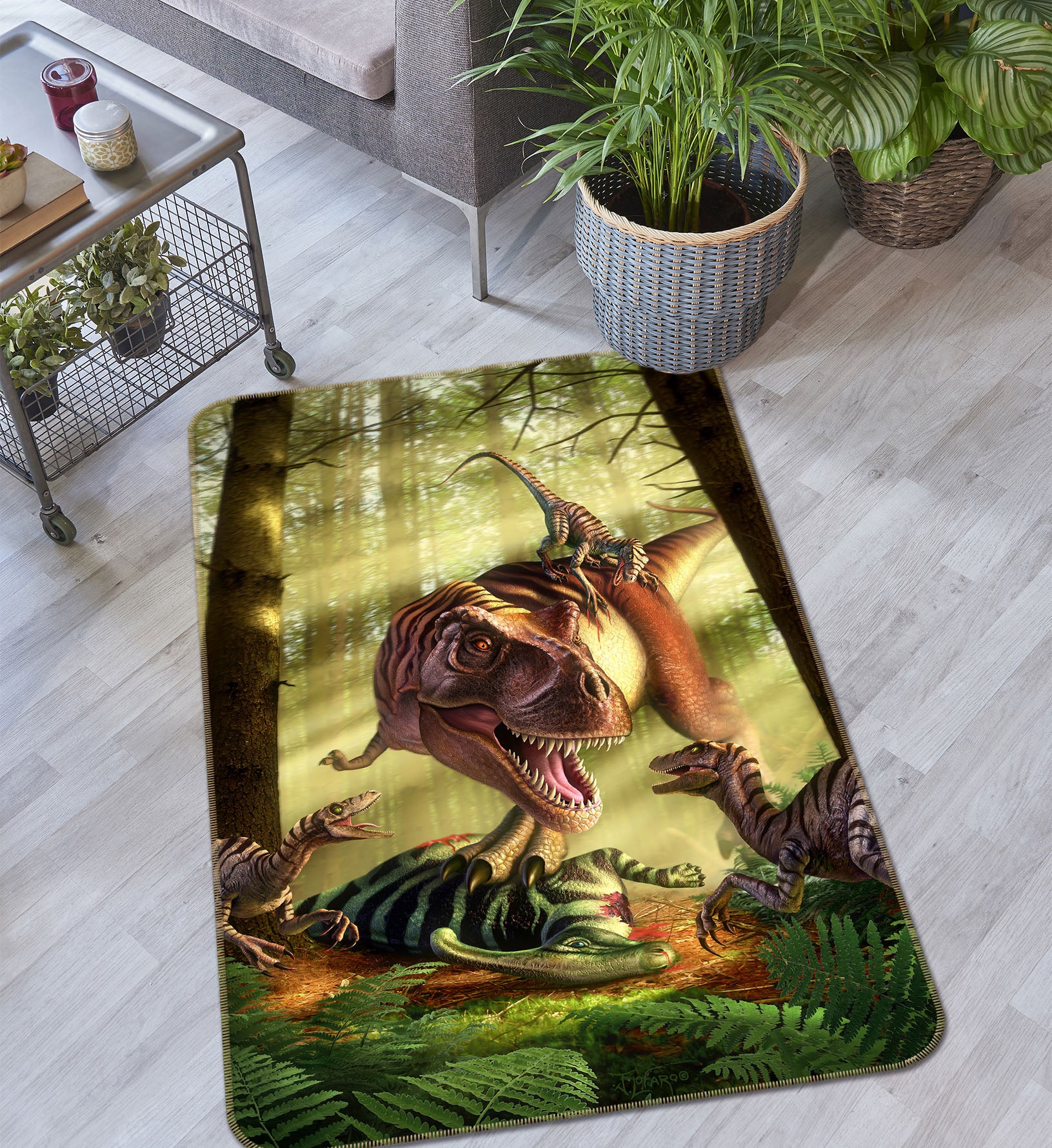 3D Forest Dinosaur 83102 Jerry LoFaro Rug Non Slip Rug Mat