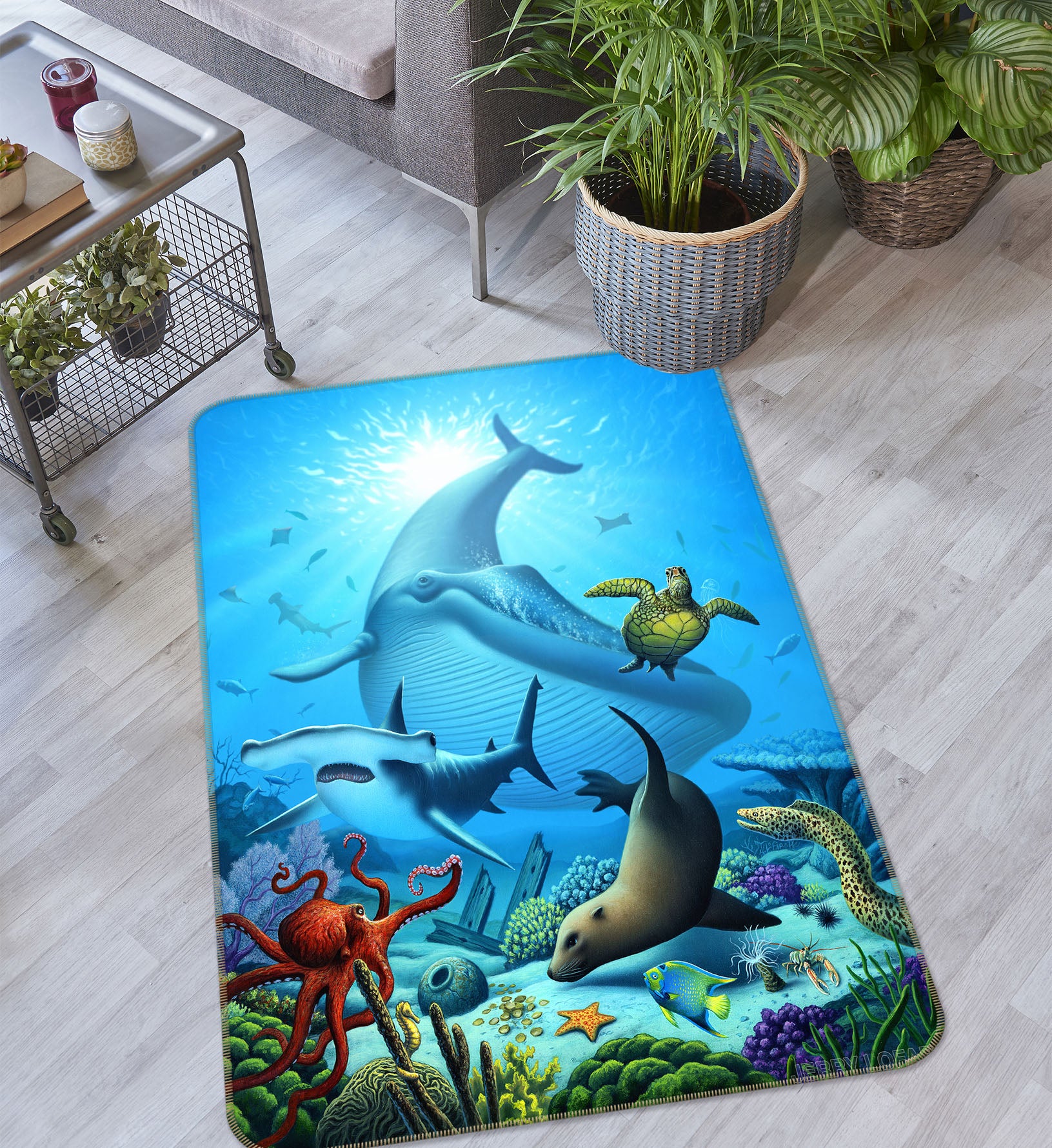 3D Seabed Fish Dolphin 83103 Jerry LoFaro Rug Non Slip Rug Mat