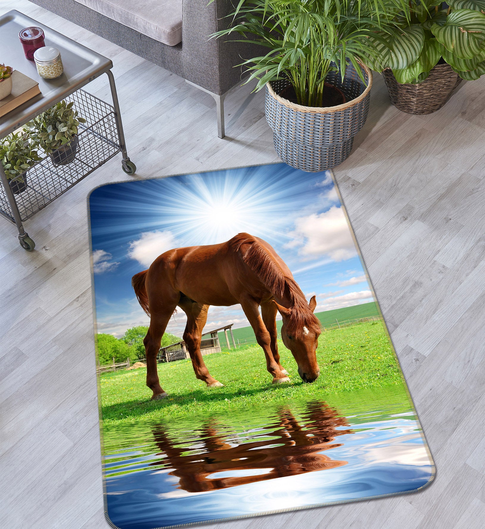3D Sunshine Horse 162 Animal Non Slip Rug Mat