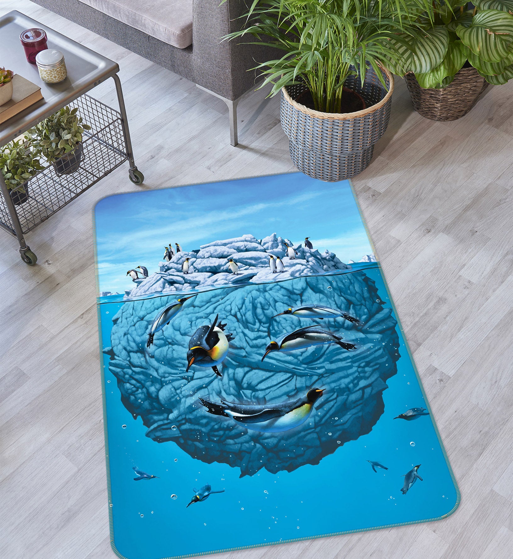 3D Glacier Penguin 84245 Vincent Hie Rug Non Slip Rug Mat