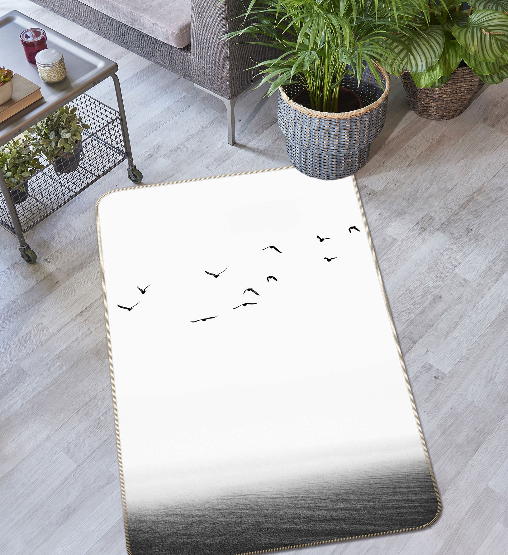3D Black Grey Lake 84144 Boris Draschoff Rug Non Slip Rug Mat