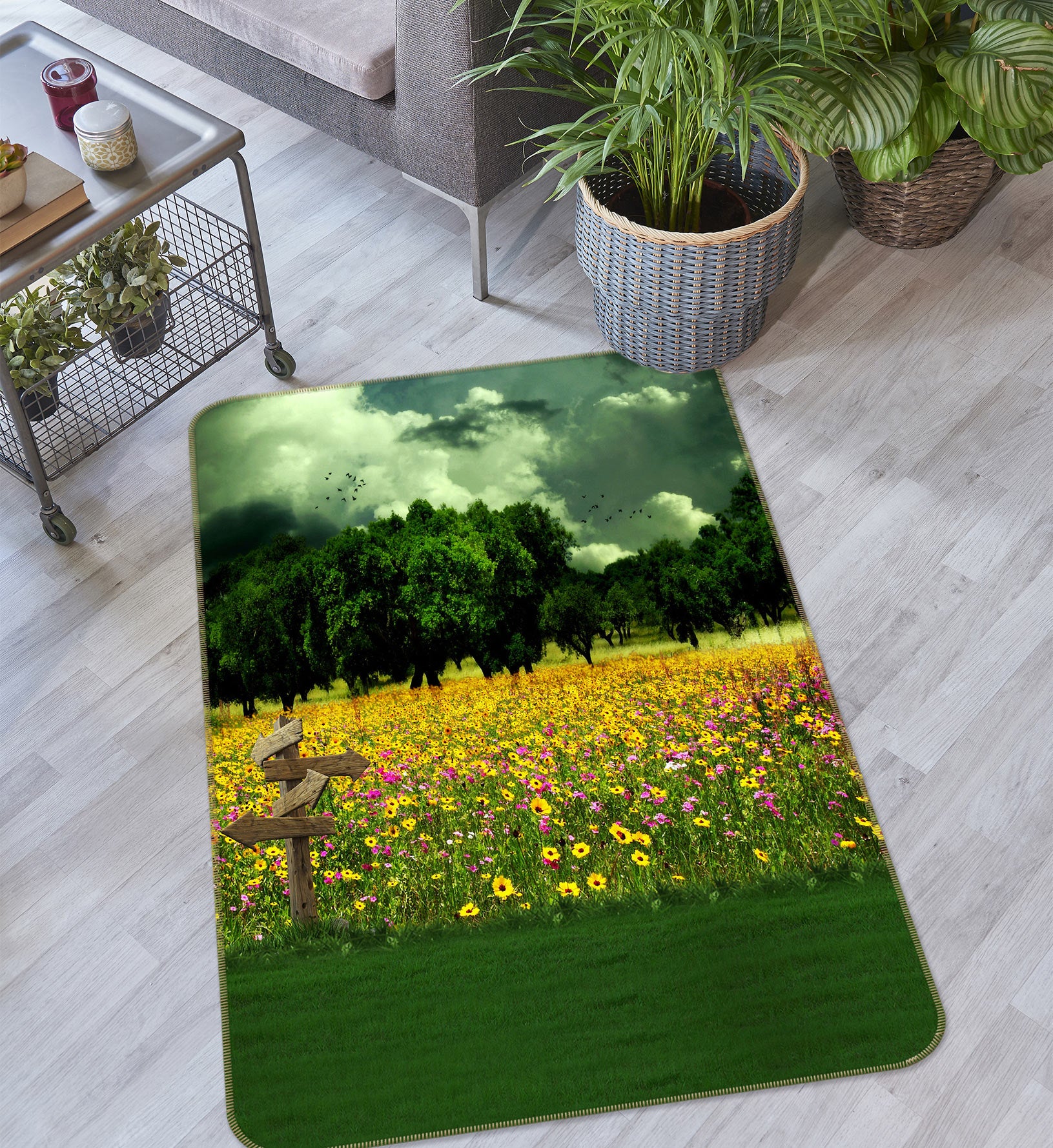 3D Flower Forest 76083 Non Slip Rug Mat