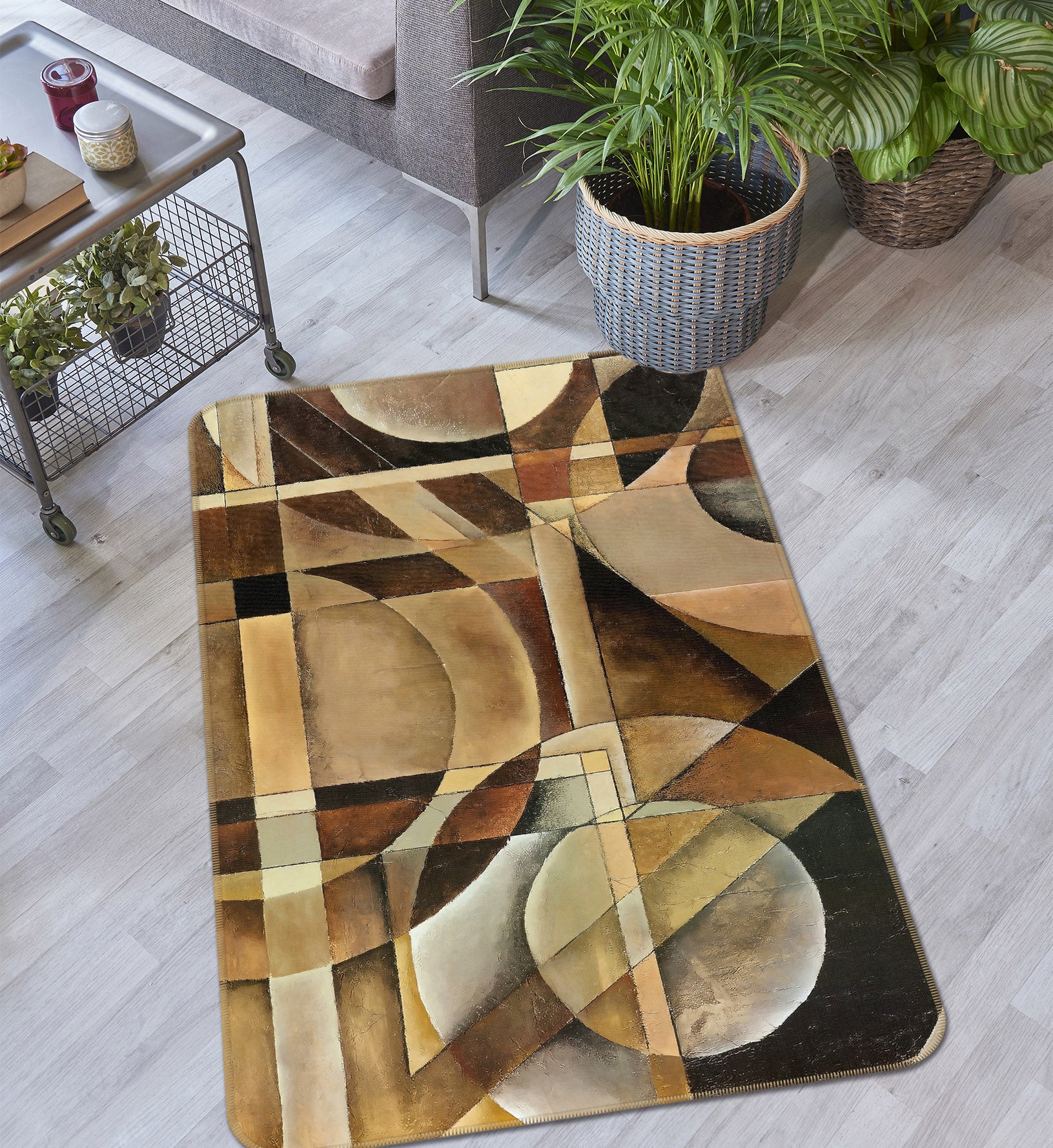 3D Brown Pattern 65043 Non Slip Rug Mat