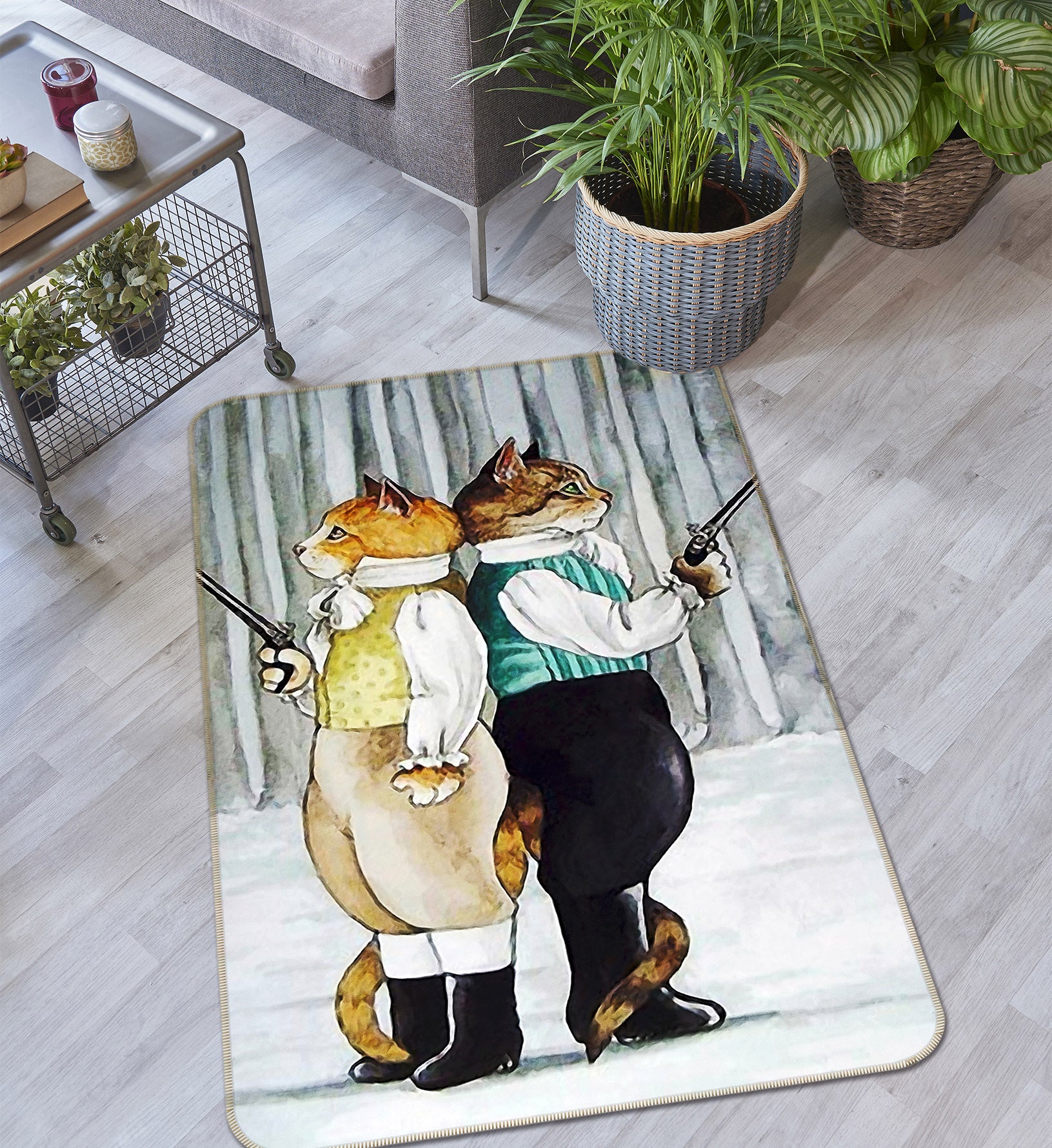 3D Two Cats 65020 Non Slip Rug Mat