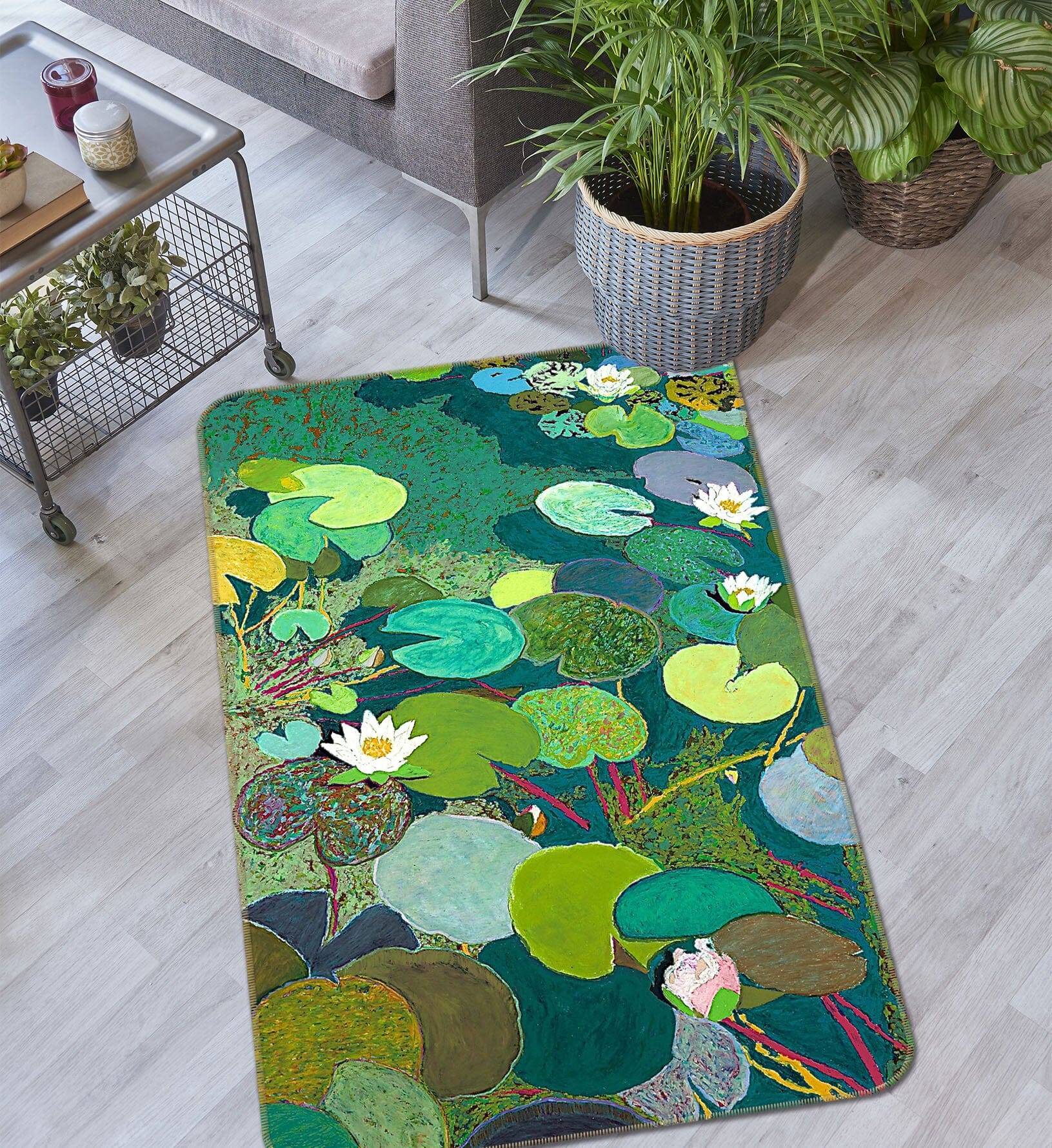 3D Green Lotus Pond 3012 Allan P. Friedlander Rug Non Slip Rug Mat Mat AJ Creativity Home 