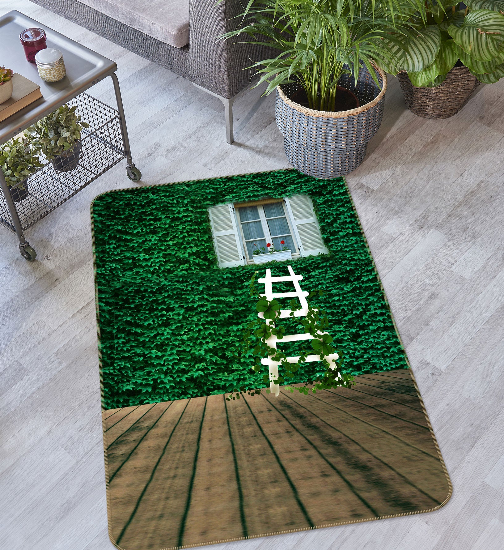 3D Board Leaves Window 76078 Non Slip Rug Mat