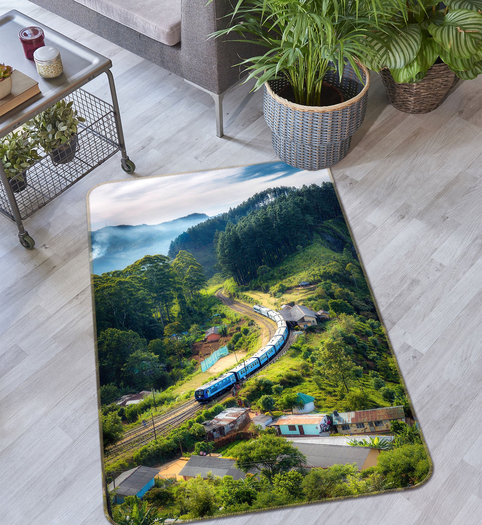 3D Mountain Train Tree 42124 Vehicle Non Slip Rug Mat