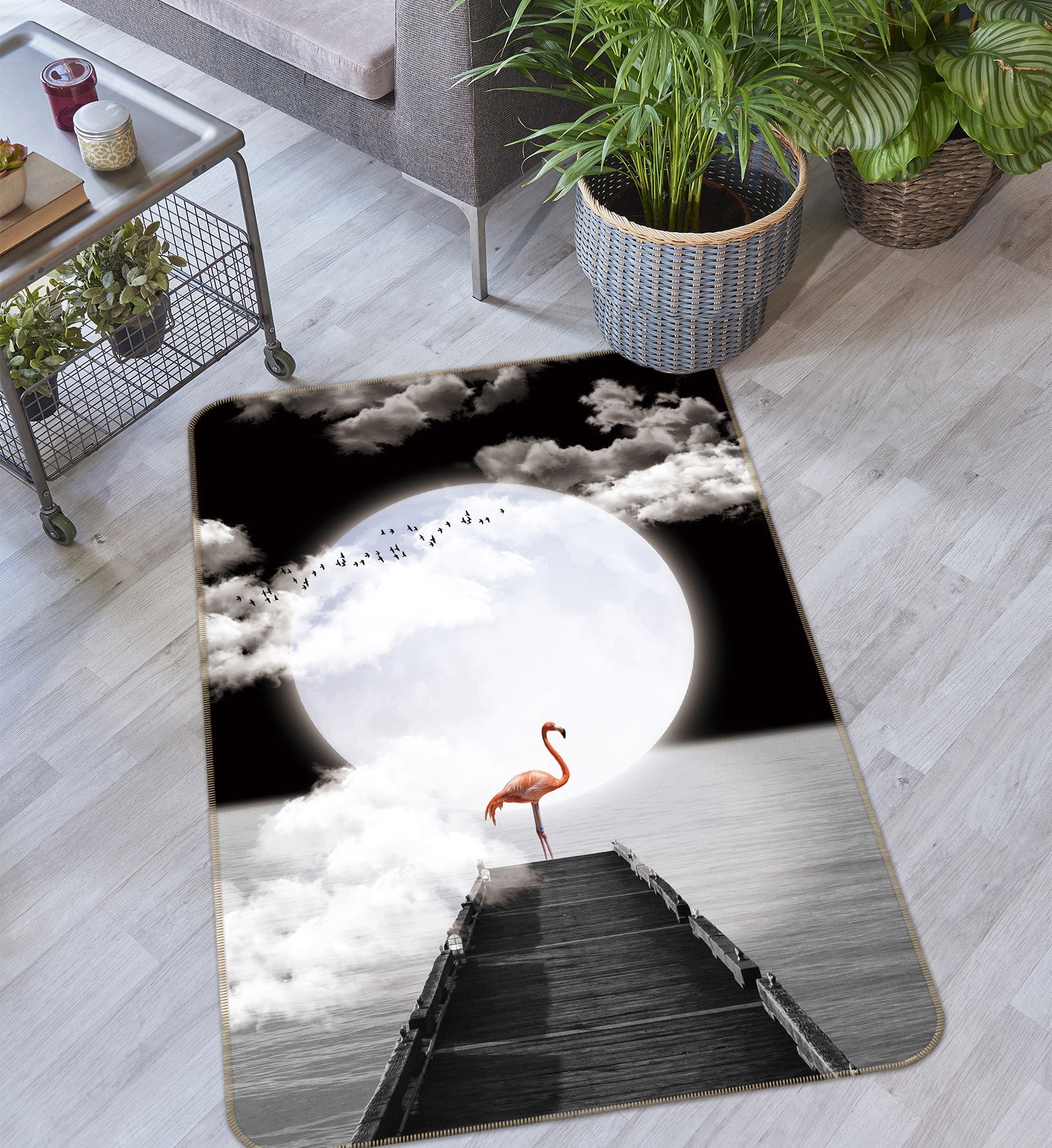 3D Moon Flamingo 69041 Animal Non Slip Rug Mat