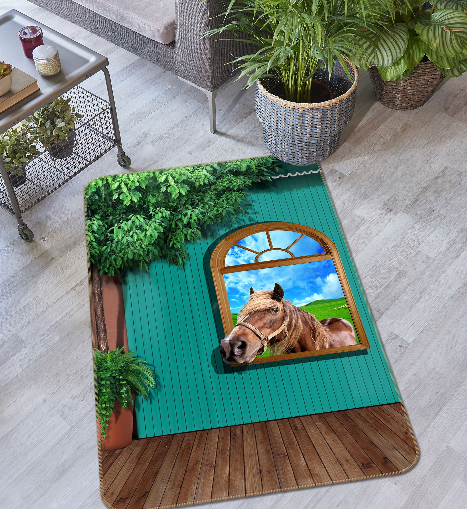 3D Window Horse 35241 Non Slip Rug Mat