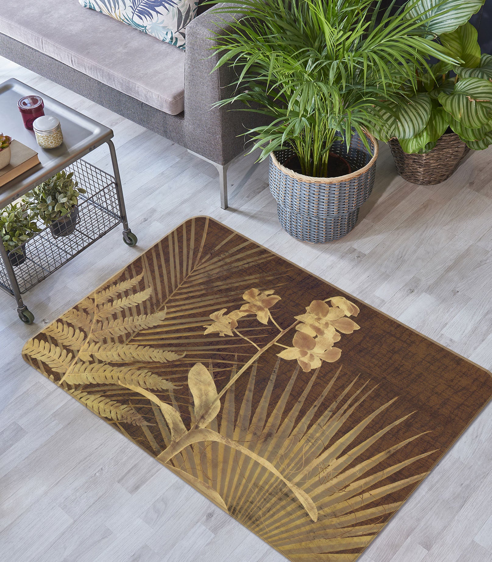 3D Leaves Pattern 32064 Non Slip Rug Mat