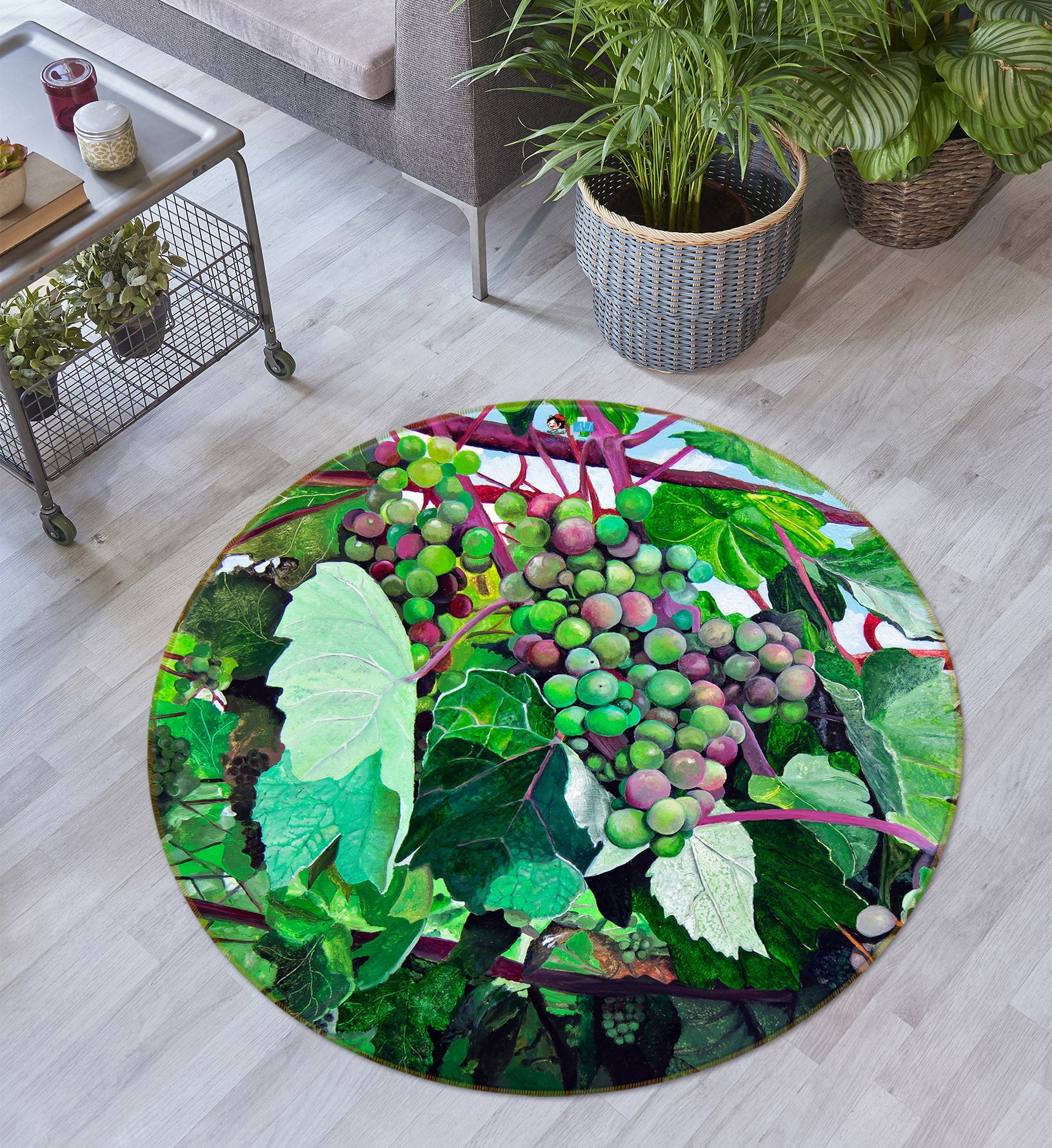 3D Grape 11081 Matthew Holden Bates Rug Round Non Slip Rug Mat