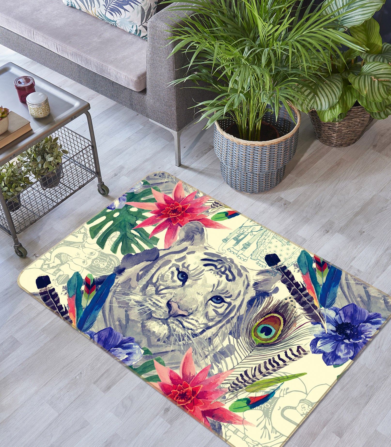 3D Tiger Pattern 35074 Non Slip Rug Mat