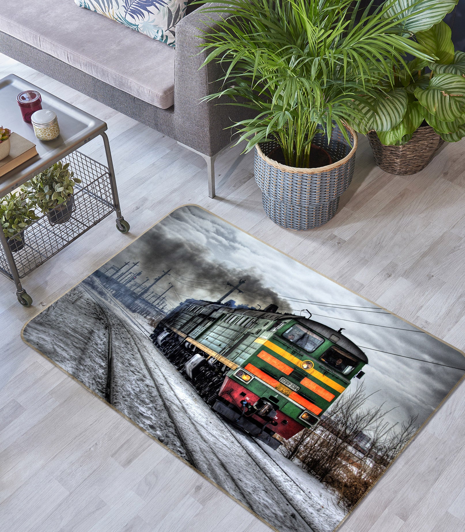 3D Green Train 38243 Vehicle Non Slip Rug Mat