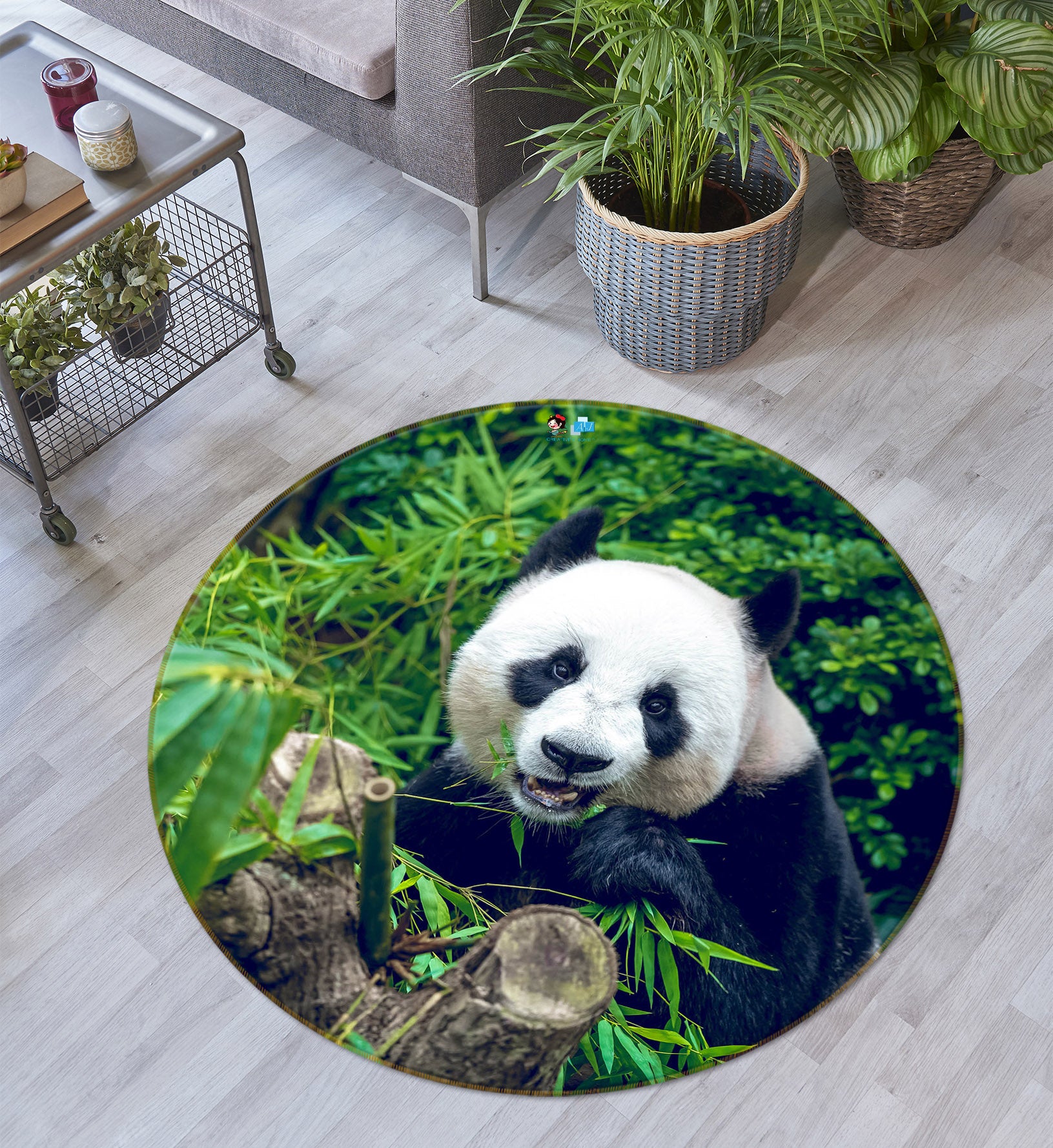3D Panda 75109 Round Non Slip Rug Mat