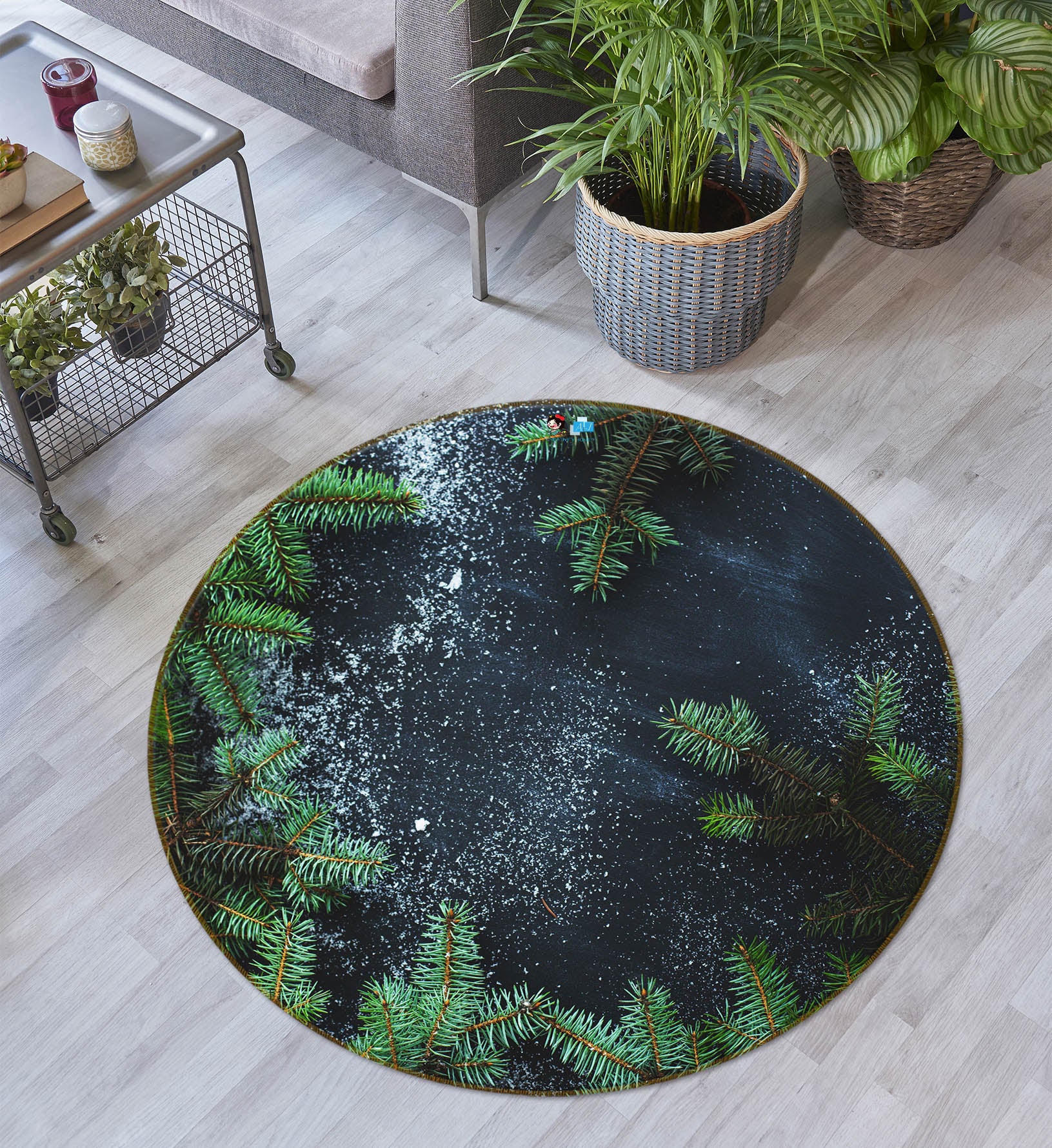 3D Branches 75123 Round Non Slip Rug Mat