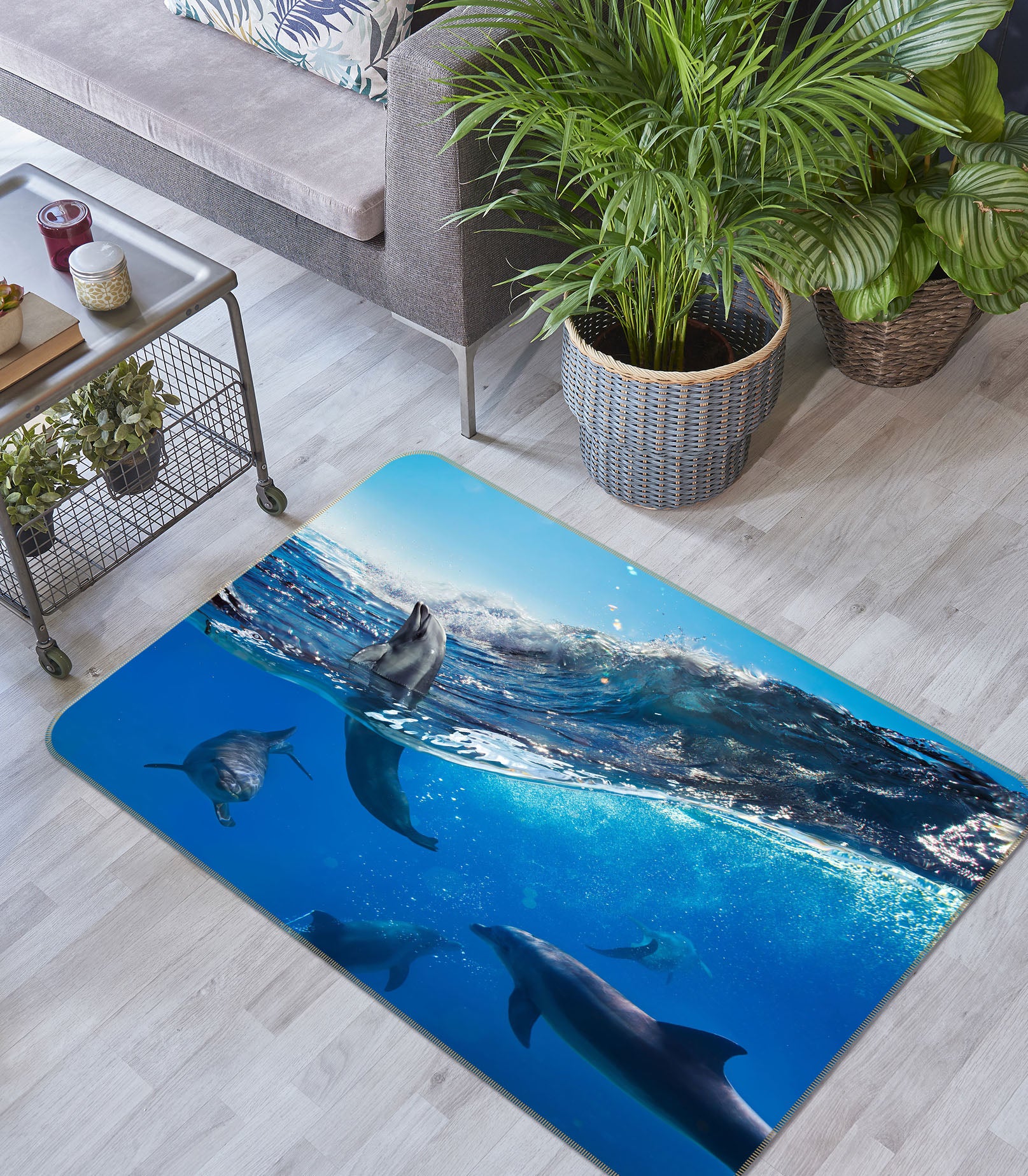 3D Underwater Dolphin 65073 Non Slip Rug Mat