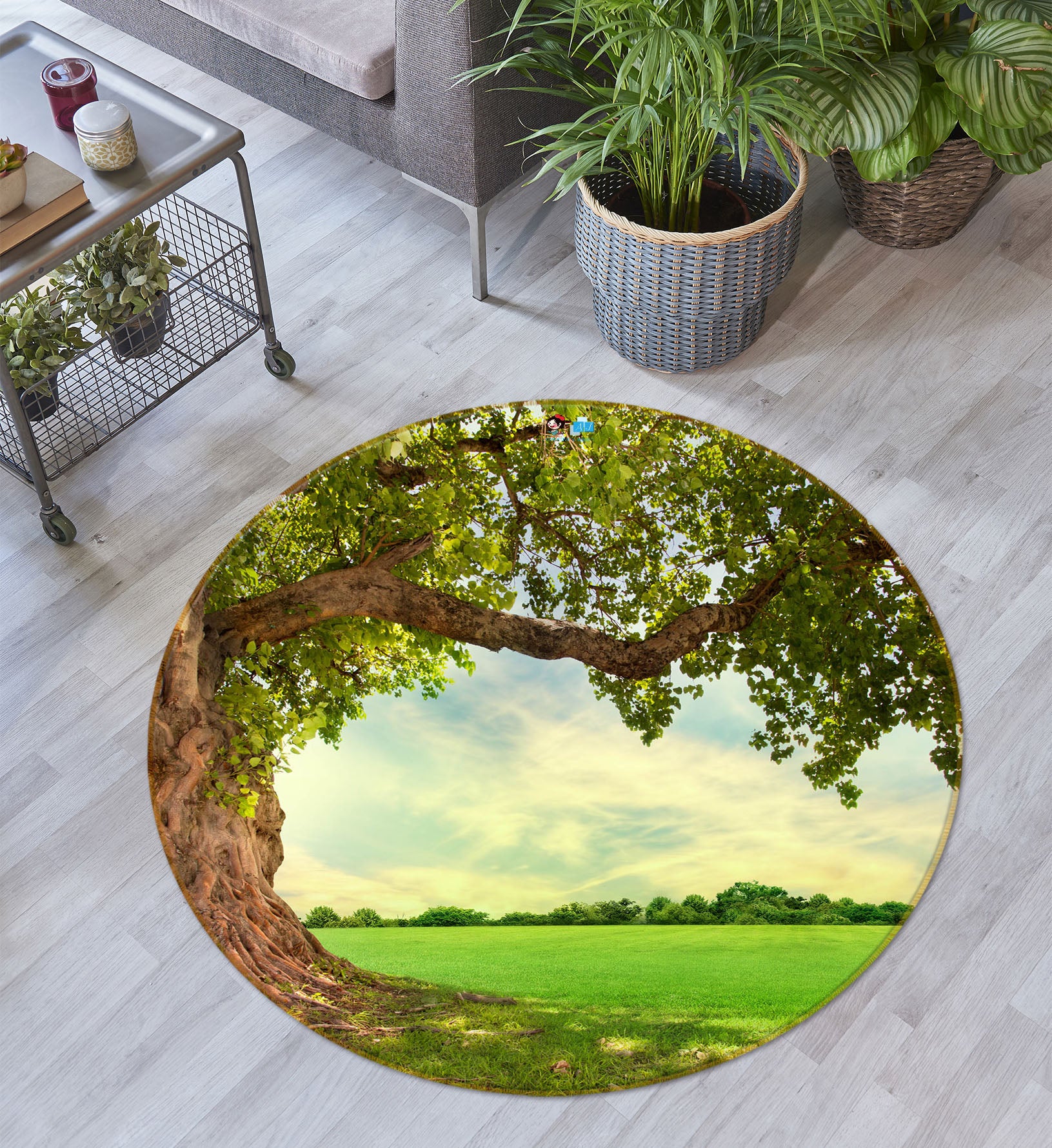 3D Trees 73021 Round Non Slip Rug Mat
