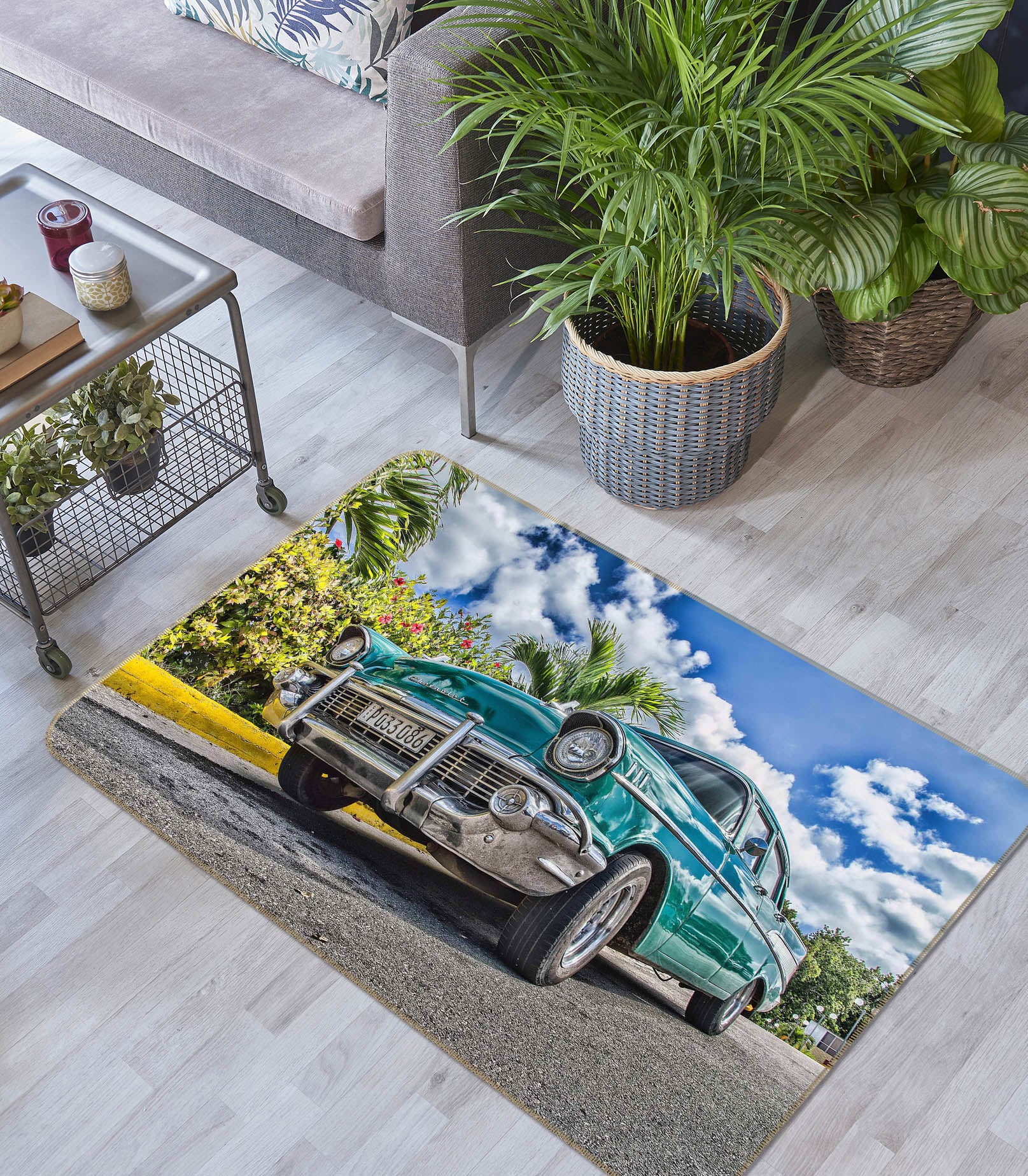 3D Sky Tree Blue-Green Car 68049 Vehicle Non Slip Rug Mat