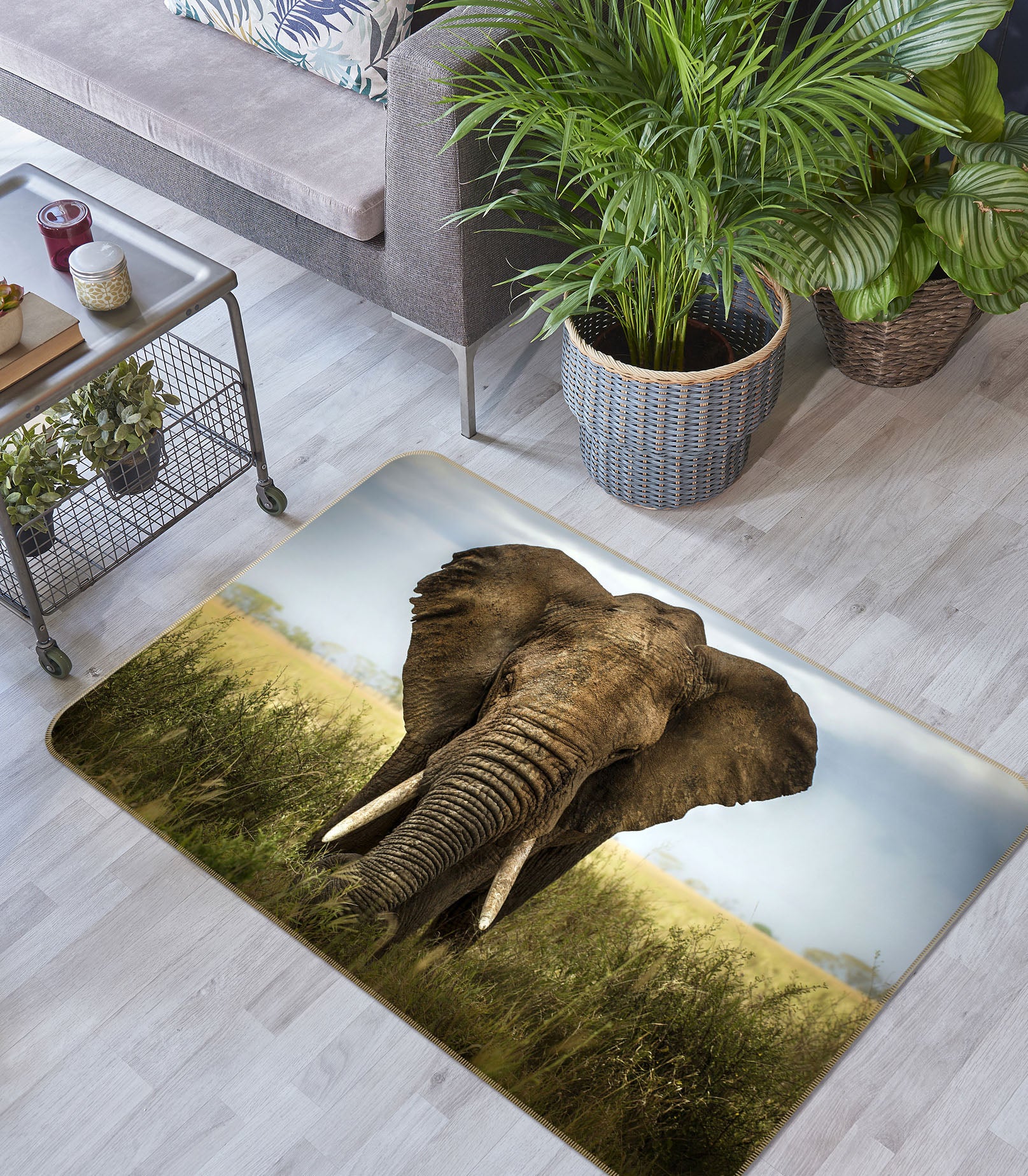 3D Elephant Steppe 077 Animal Non Slip Rug Mat
