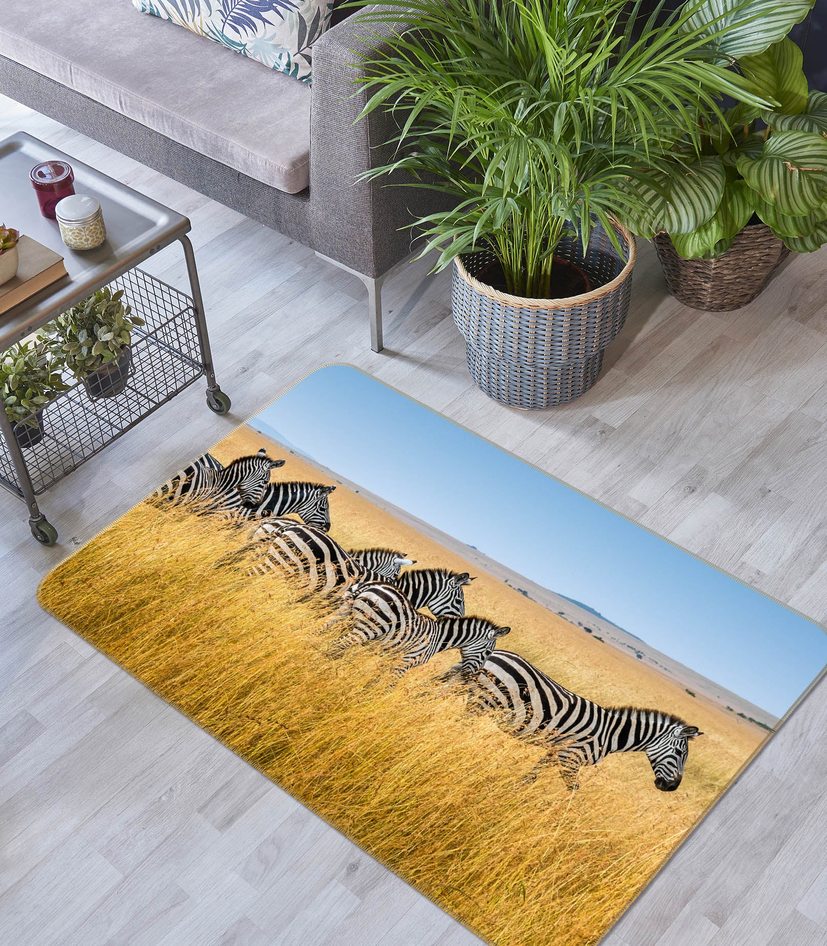 3D Grassland Zebra 68213 Animal Non Slip Rug Mat