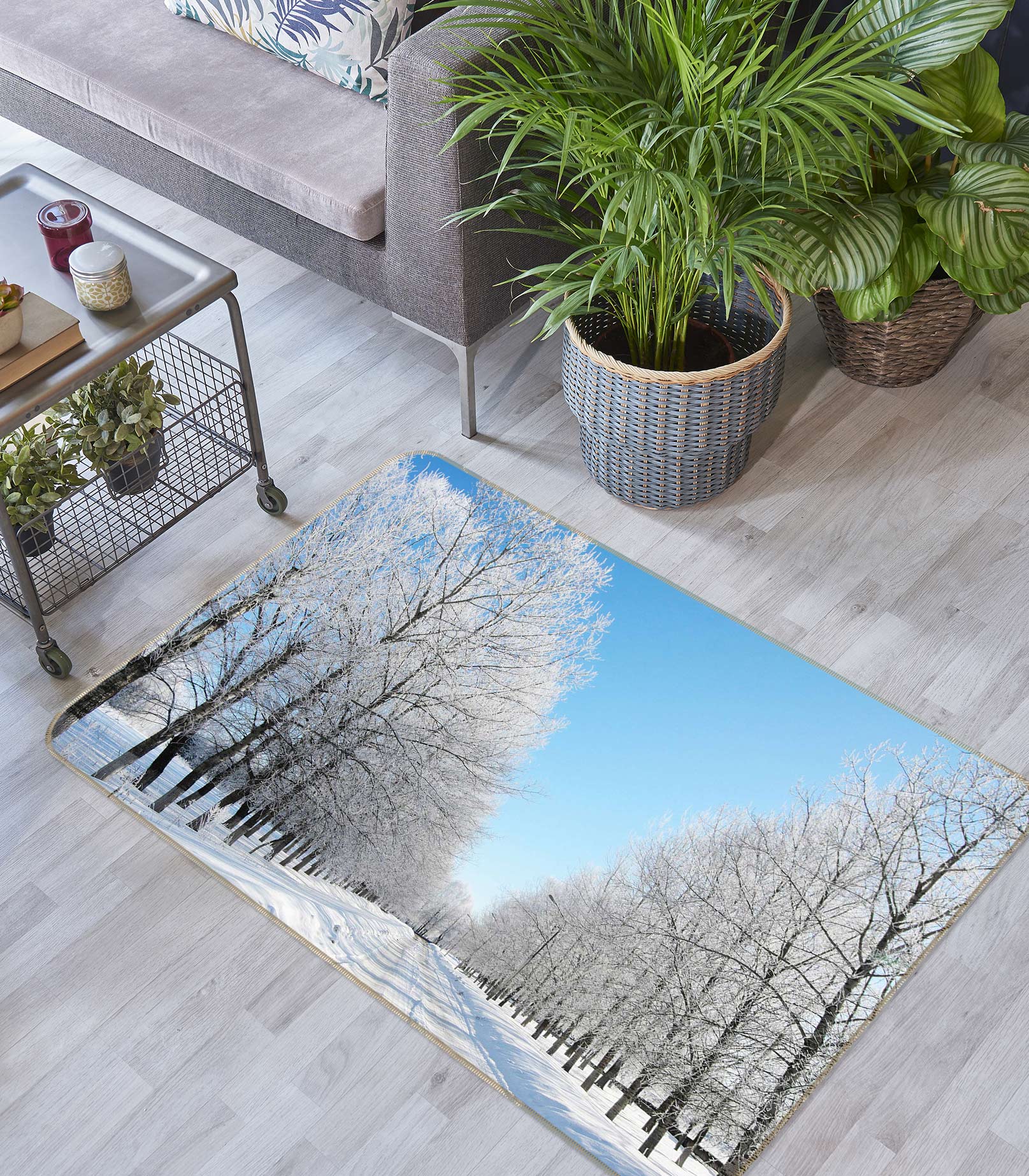 3D Snow Forest 76023 Non Slip Rug Mat