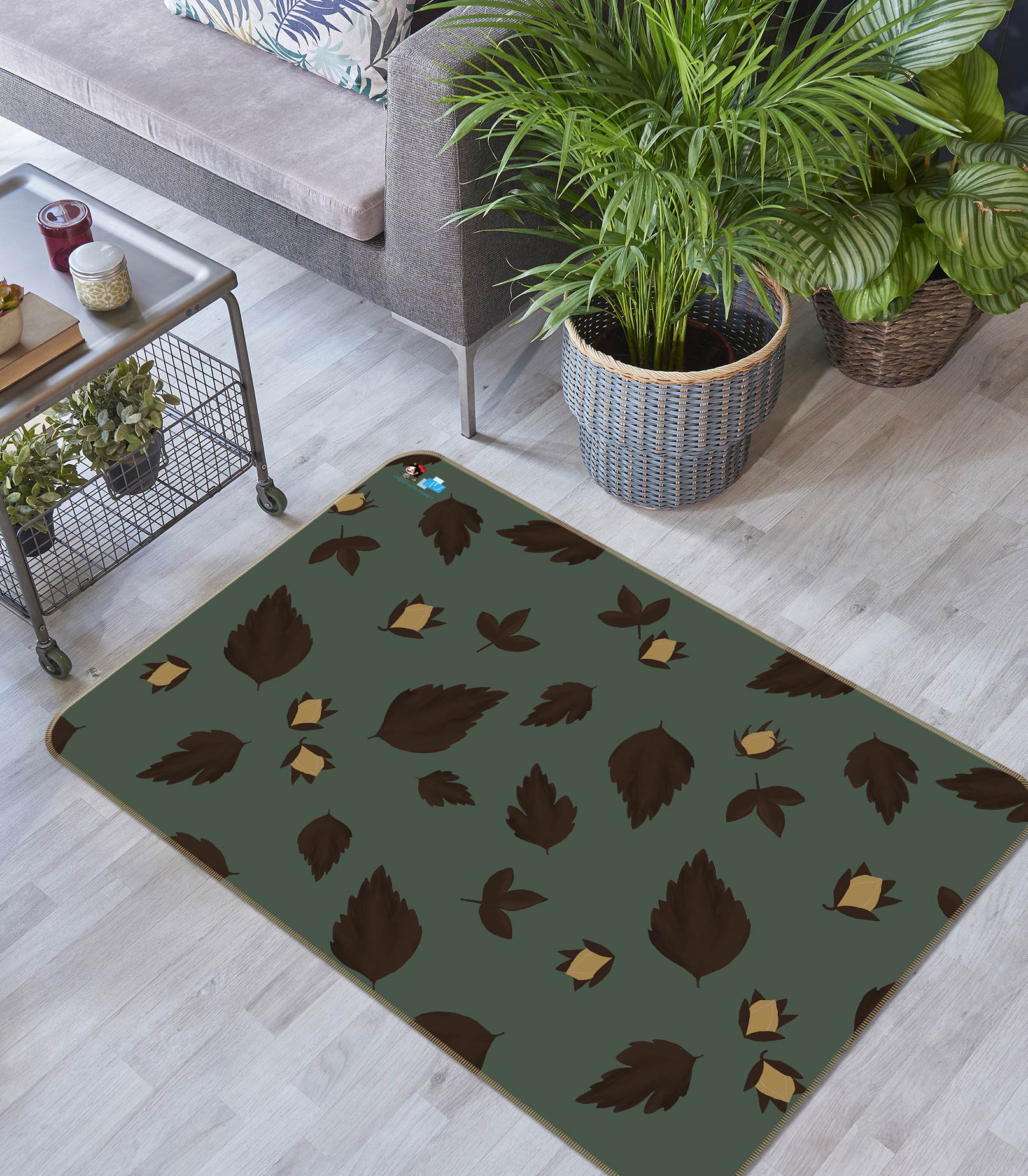 3D Leaves 9881 Kasumi Loffler Rug Non Slip Rug Mat