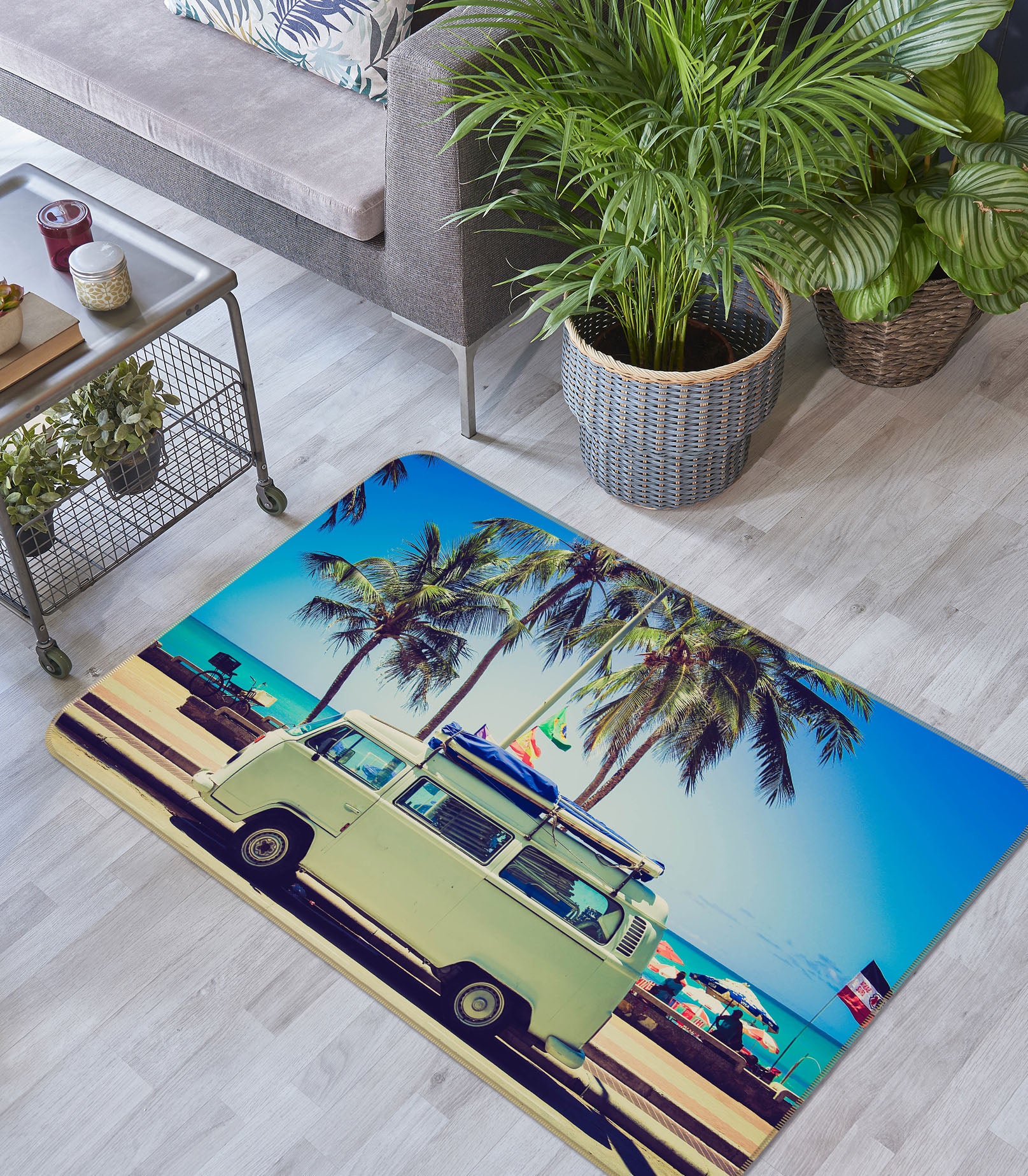 3D Coconut Tree Mint Green Car 42084 Vehicle Non Slip Rug Mat