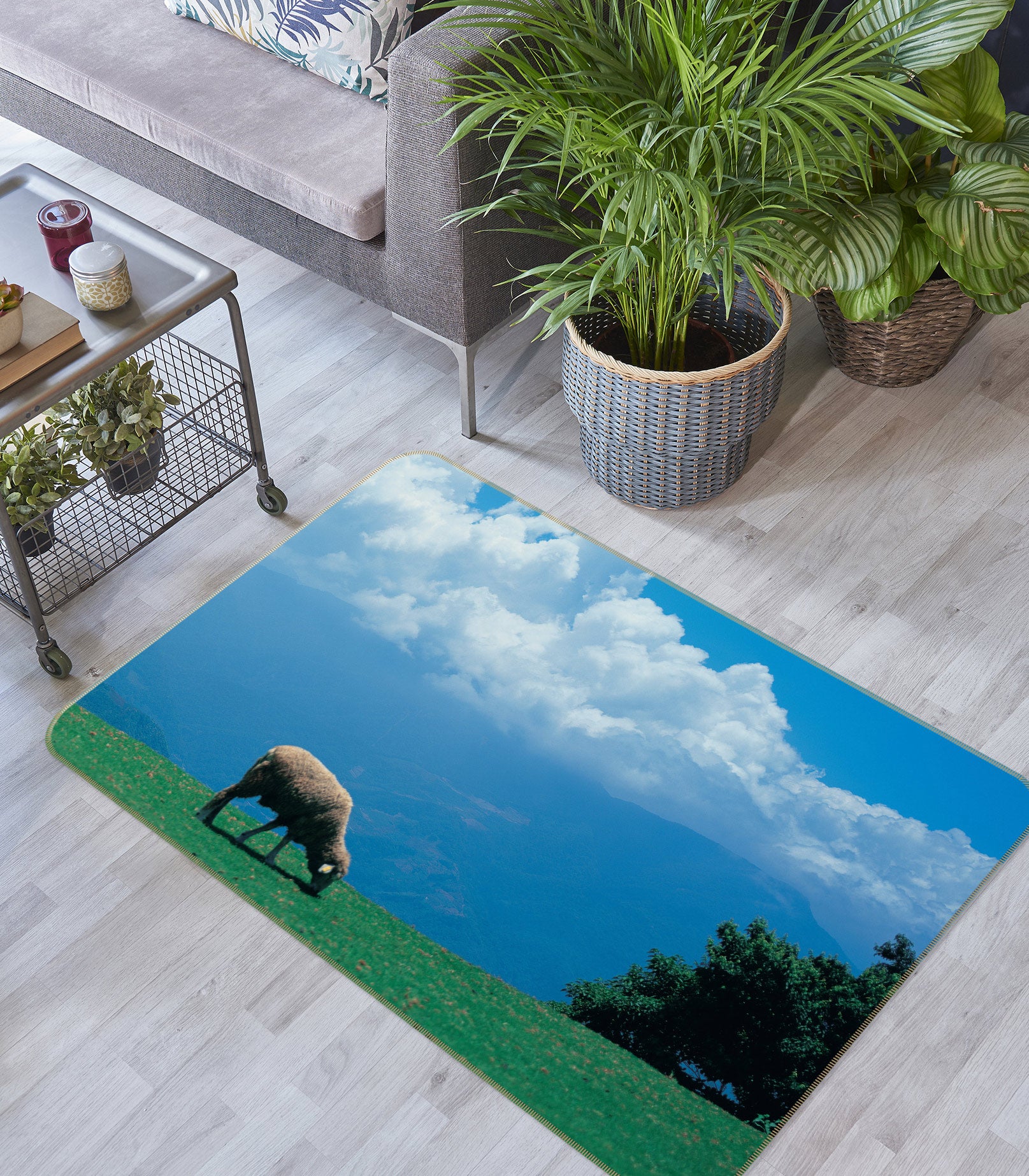 3D Grass Sky 75267 Non Slip Rug Mat