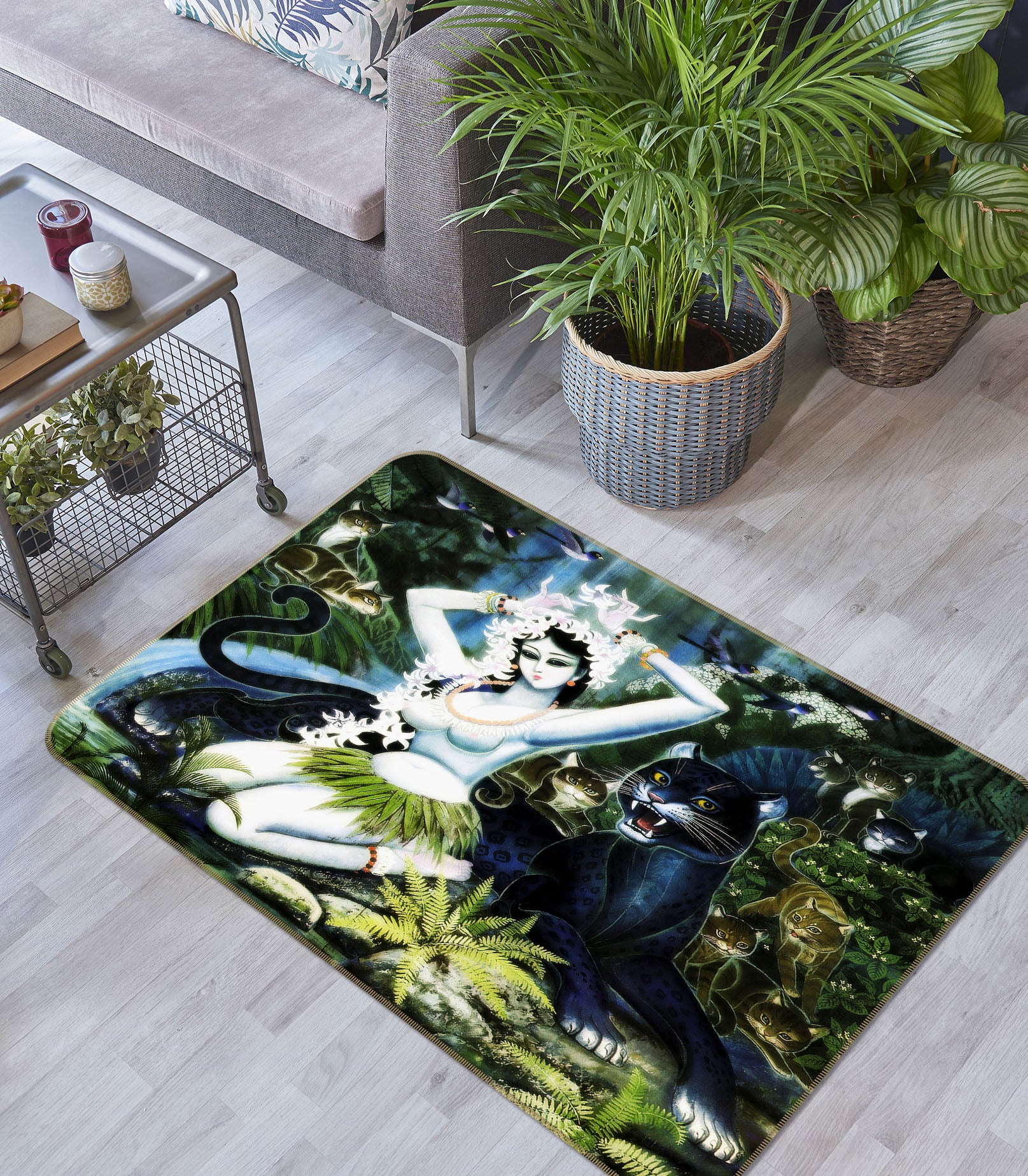 3D Female Panther 33147 Non Slip Rug Mat