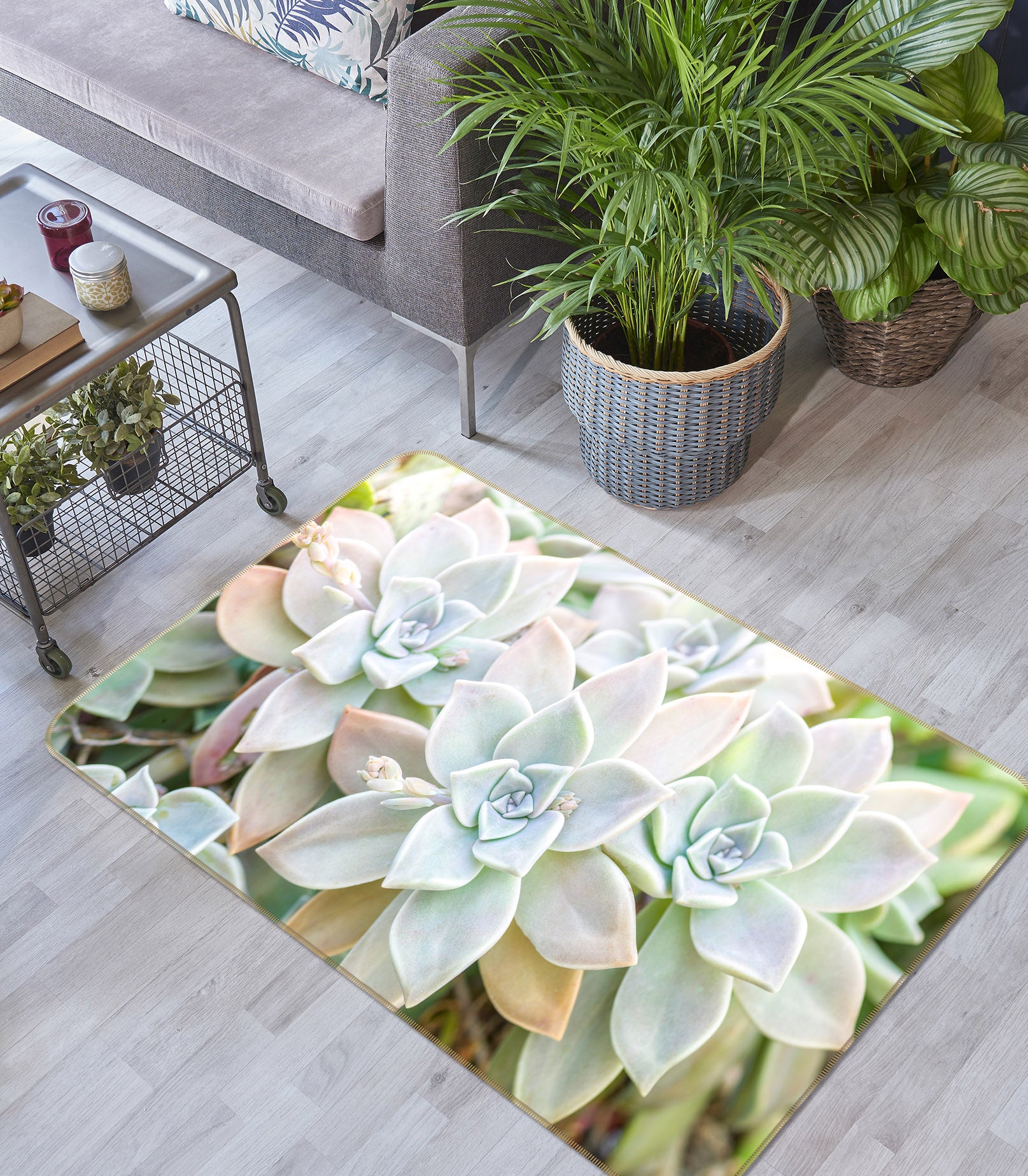 3D White Flowers 83267 Assaf Frank Rug Non Slip Rug Mat