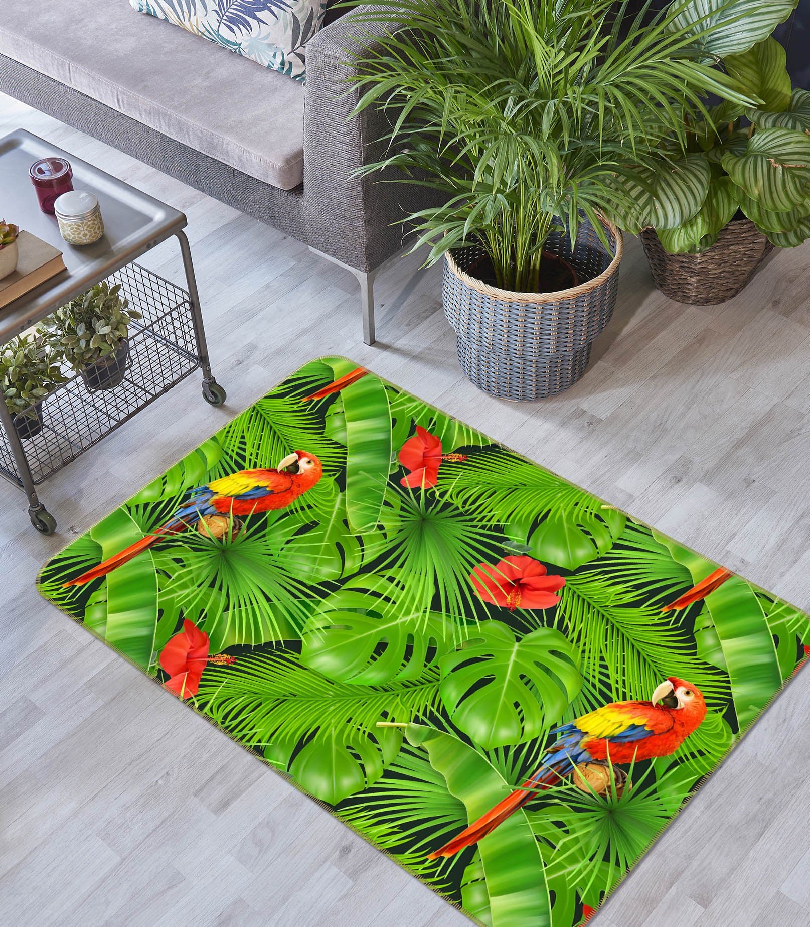 3D Leaves Parrot 30174 Non Slip Rug Mat